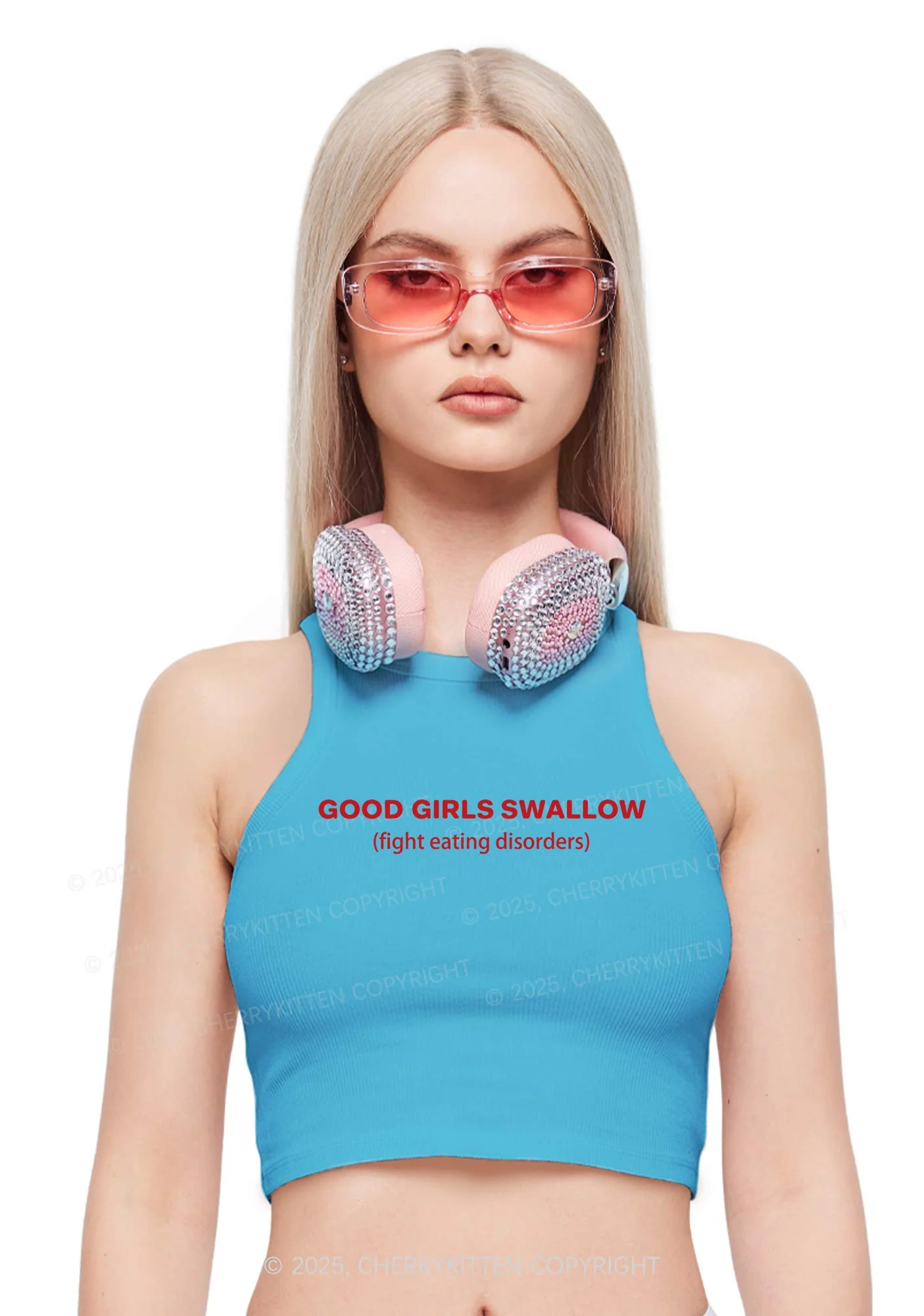 Good Girls Swallow Y2K Crop Tank Top Cherrykitten - Image 2