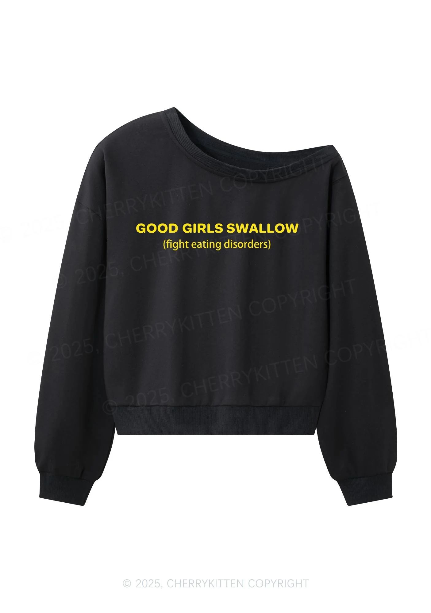 Good Girls Swallow Y2K Off Shoulder Sweatshirts Cherrykitten - Image 3
