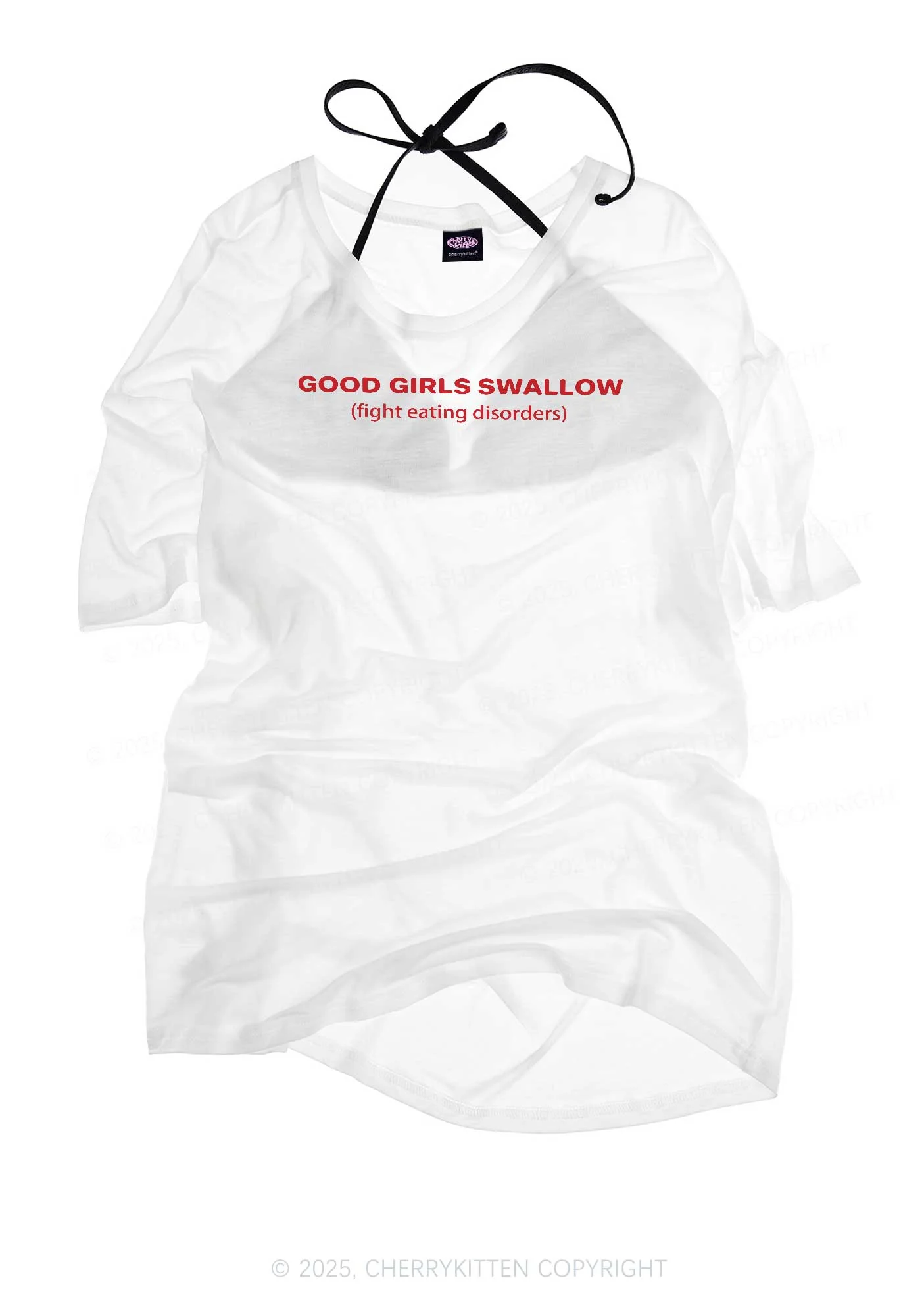 Good Girls Swallow Y2K Sheer Boyfriend Tee Cherrykitten - Image 3