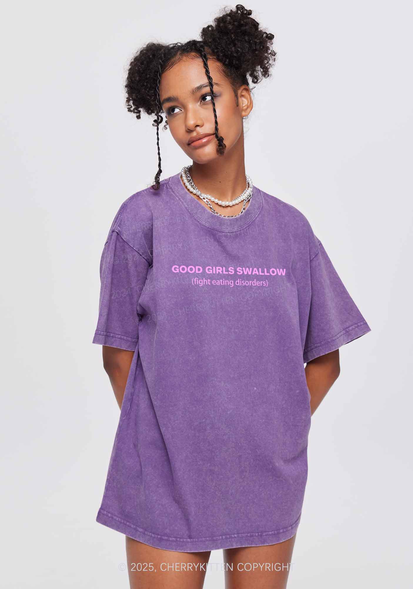 Good Girls Swallow Y2K Washed Tee Cherrykitten - Image 2