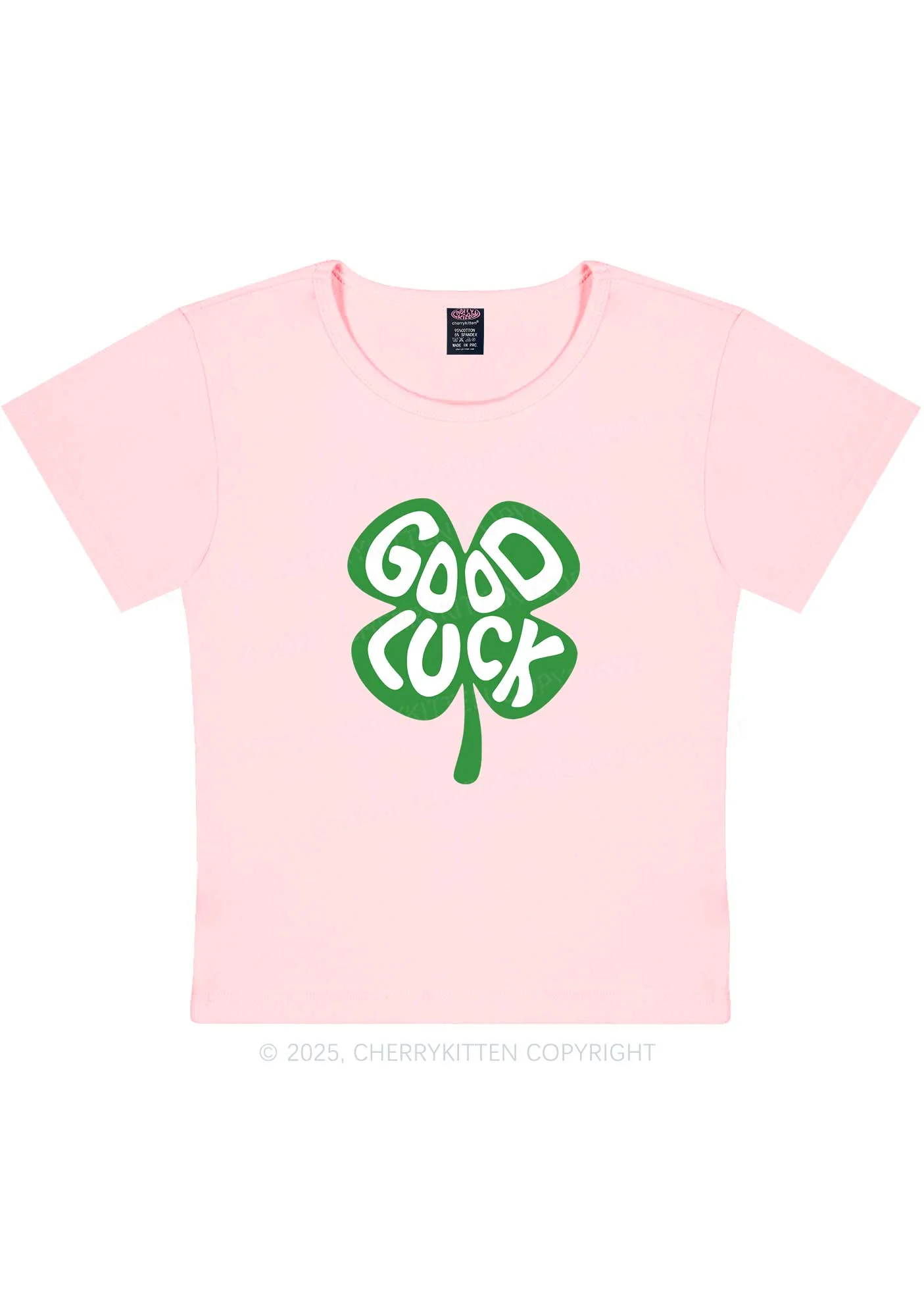 Good Luck St Patricks Y2K Baby Tee Cherrykitten - Image 10