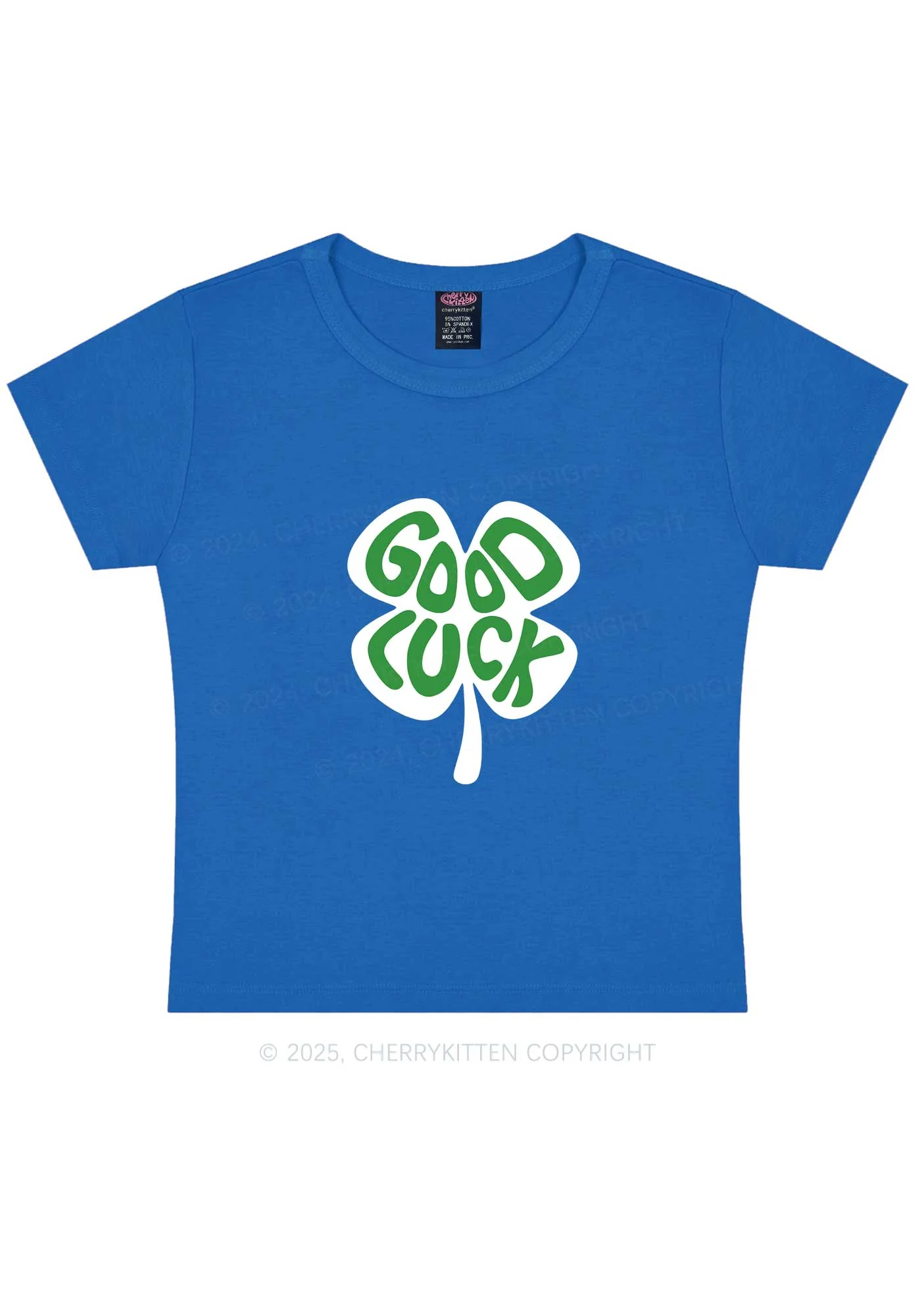 Good Luck St Patricks Y2K Baby Tee Cherrykitten - Image 13