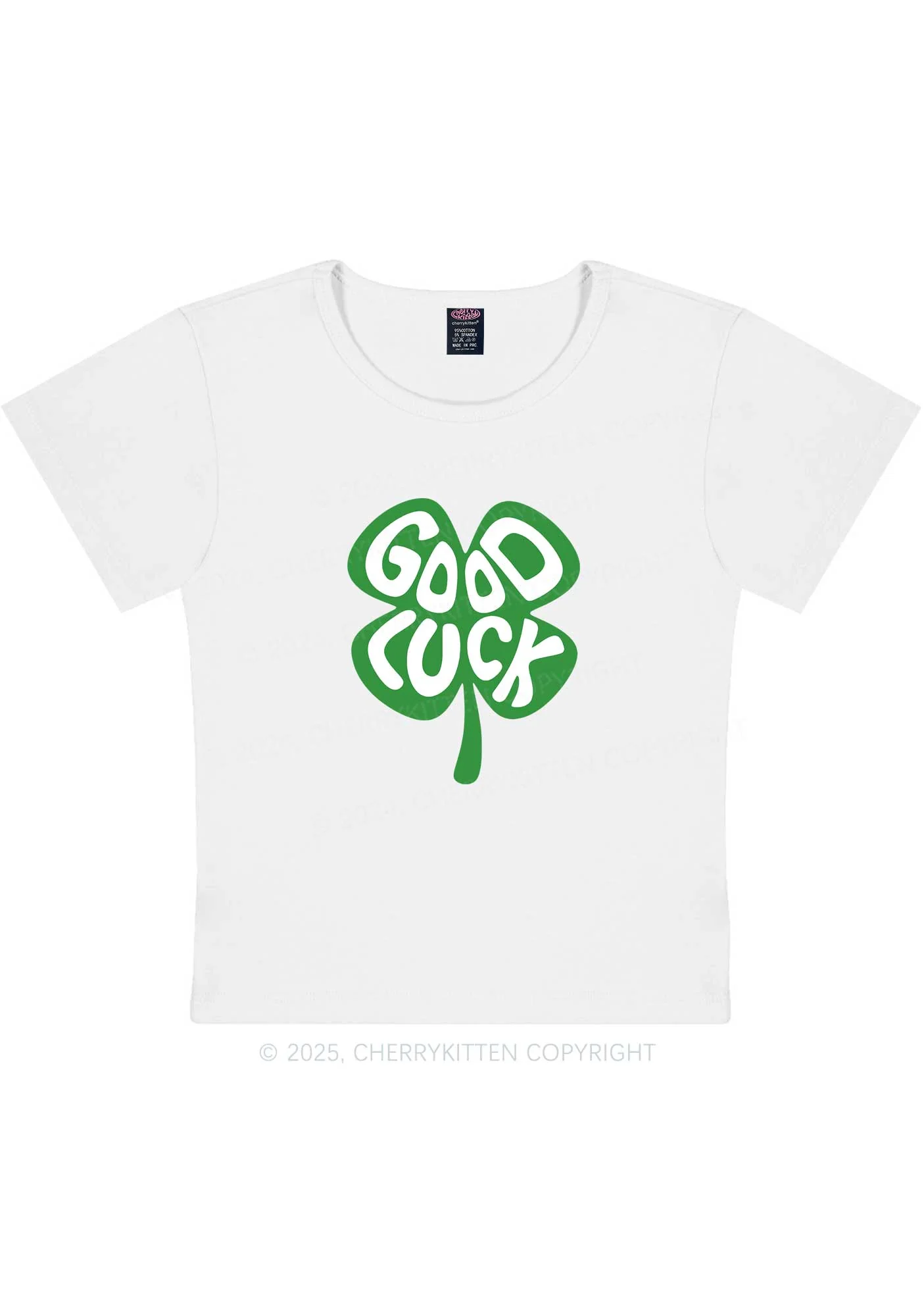 Good Luck St Patricks Y2K Baby Tee Cherrykitten - Image 4