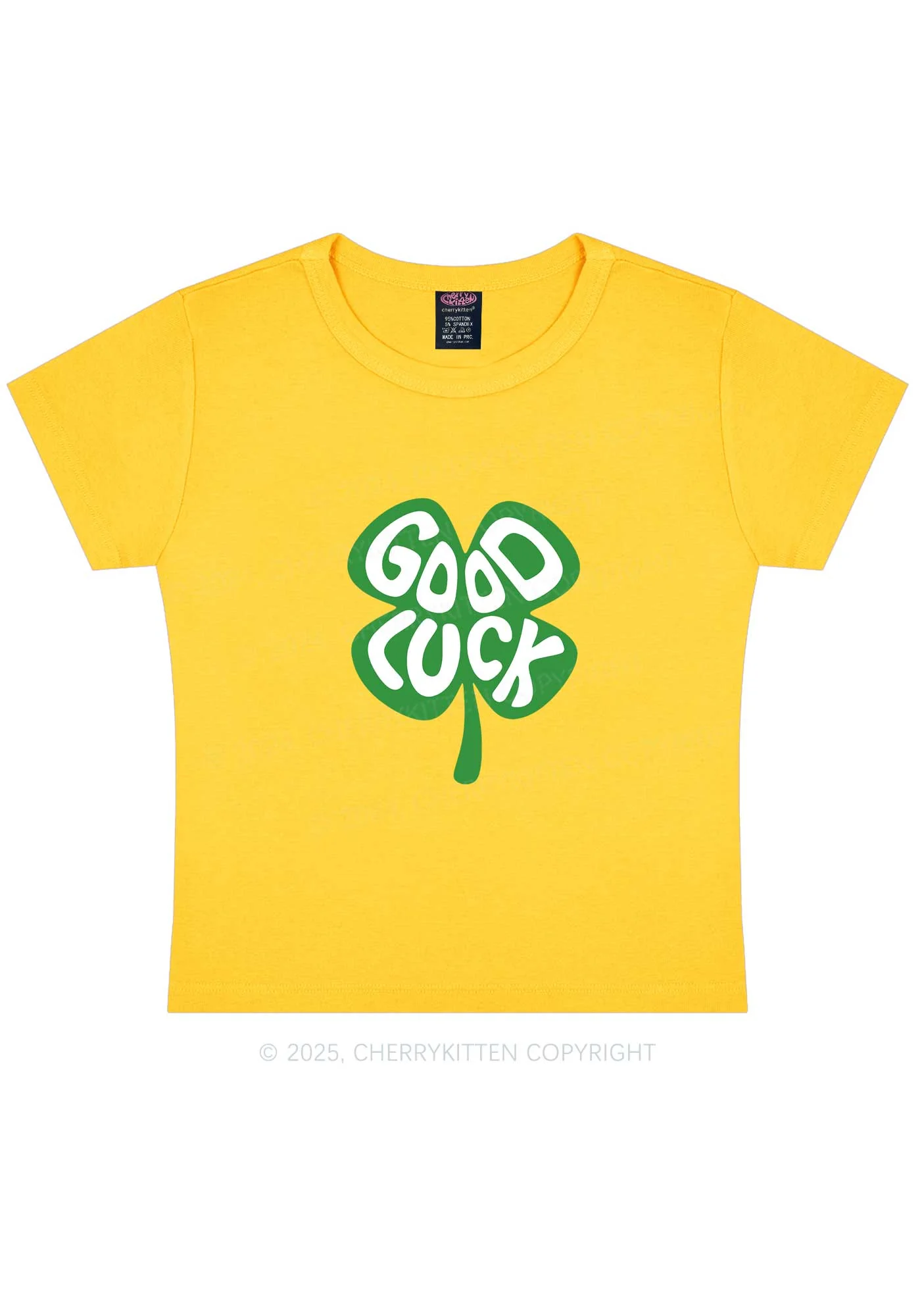 Good Luck St Patricks Y2K Baby Tee Cherrykitten - Image 6