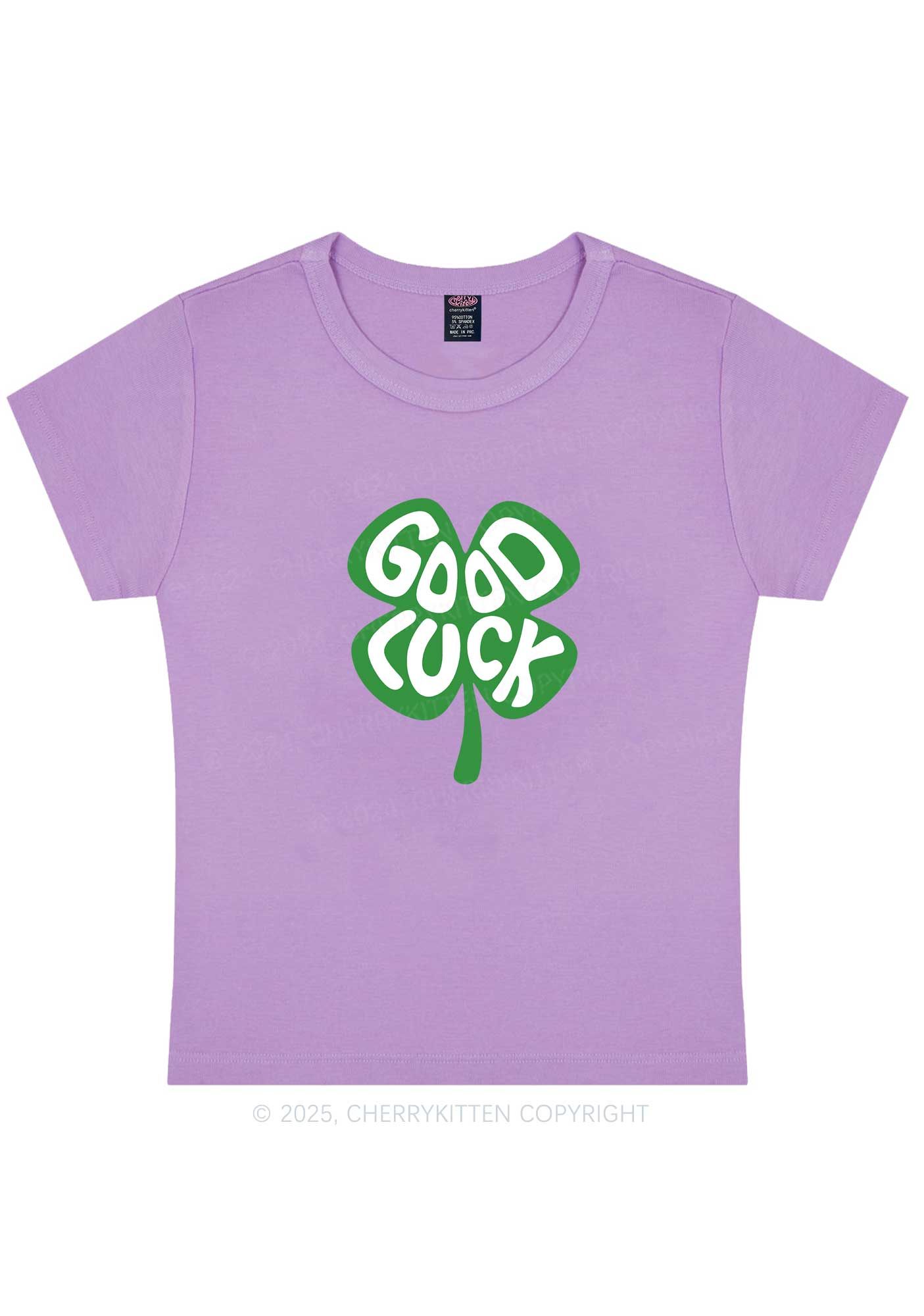 Good Luck St Patricks Y2K Baby Tee Cherrykitten - Image 7