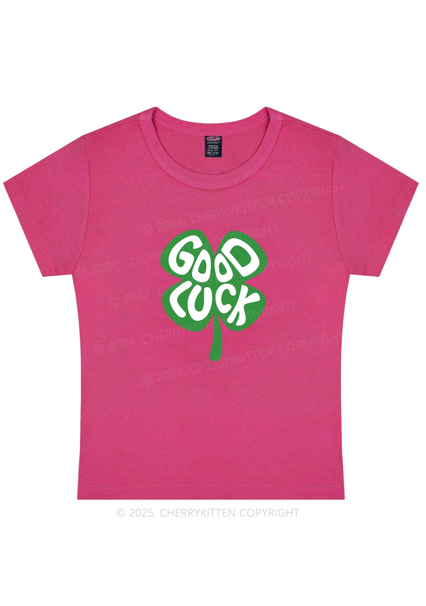 Good Luck St Patricks Y2K Baby Tee Cherrykitten - Image 8