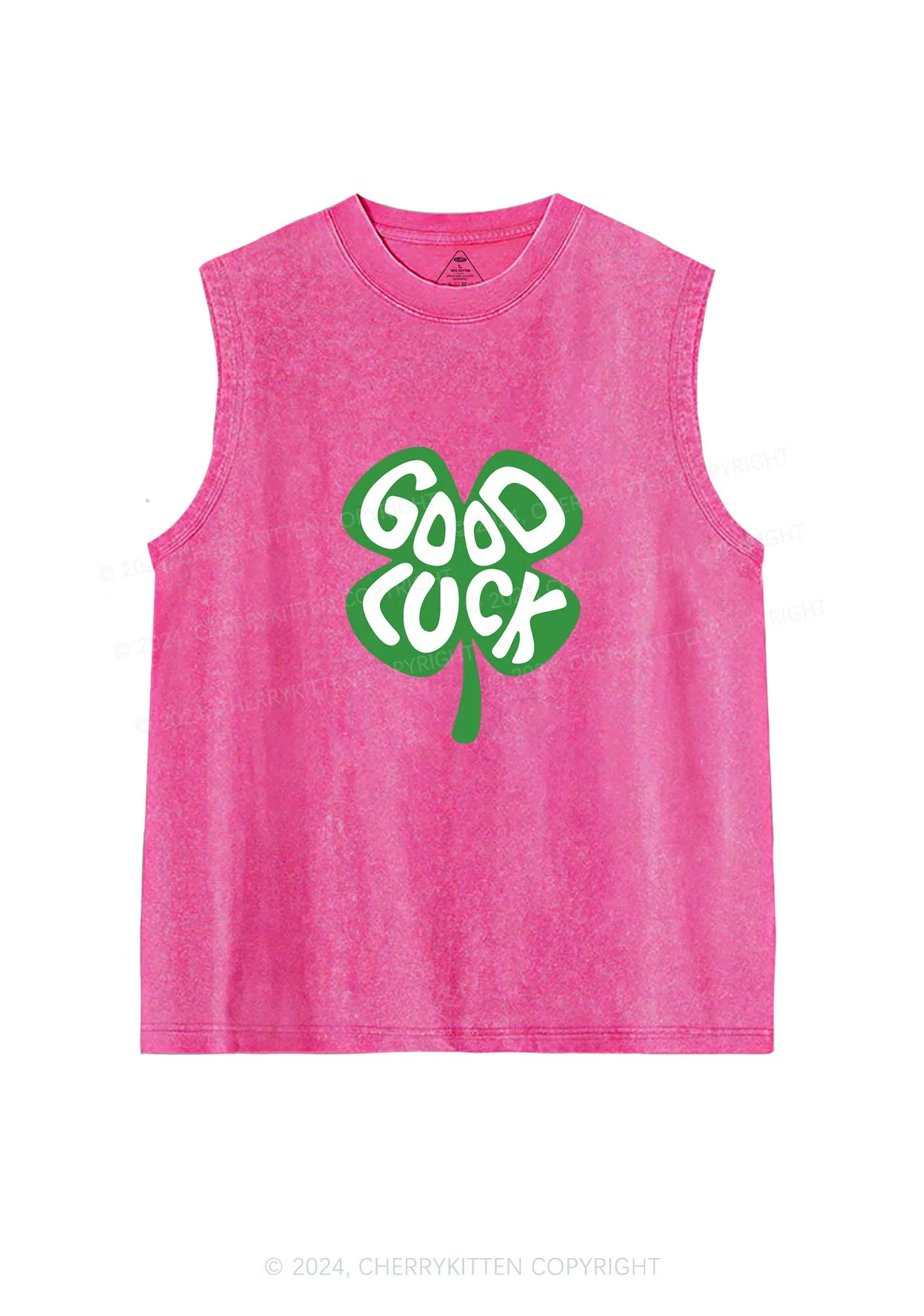 Good Luck St Patricks Y2K Washed Tank Cherrykitten - Image 3