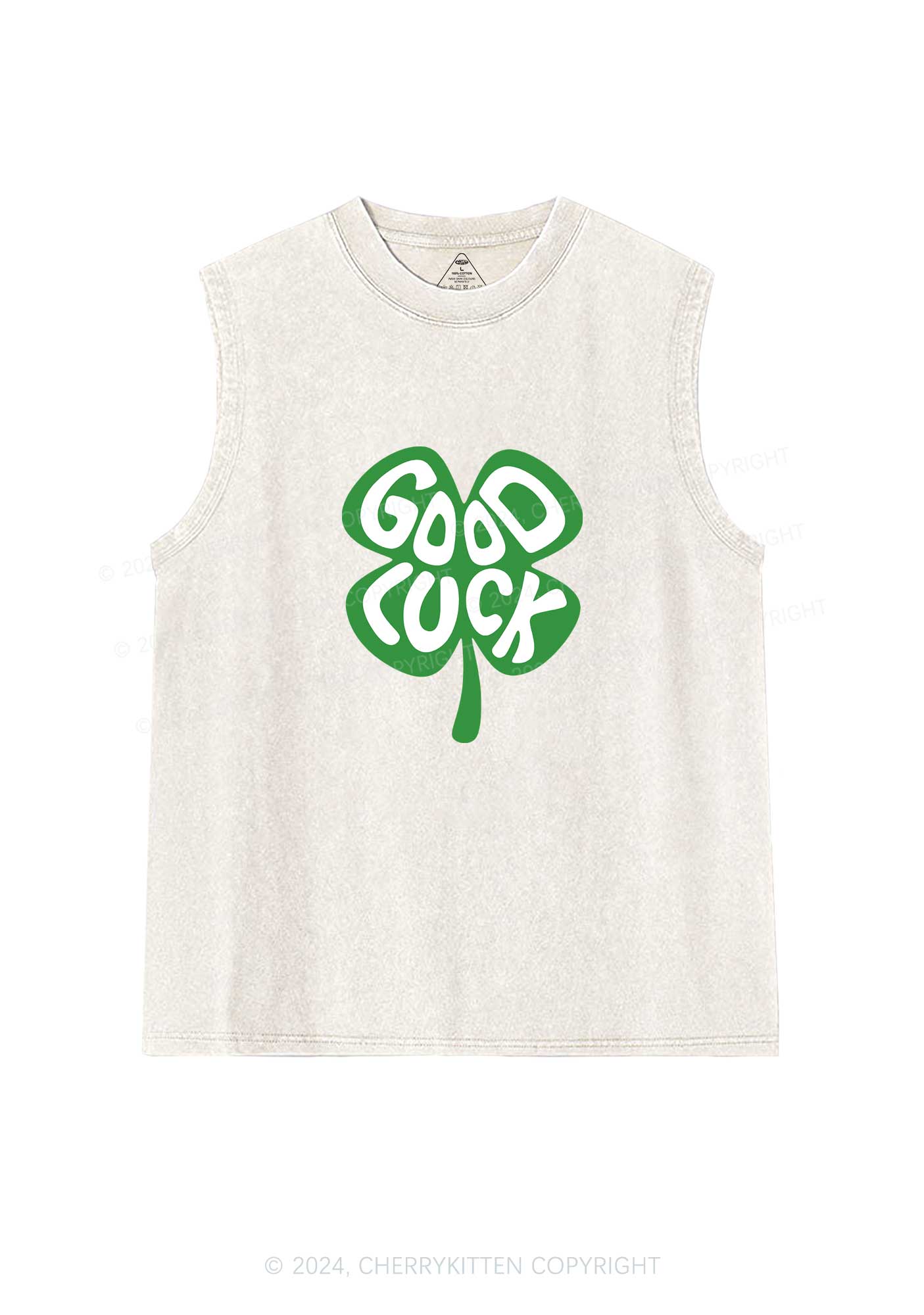 Good Luck St Patricks Y2K Washed Tank Cherrykitten - Image 4