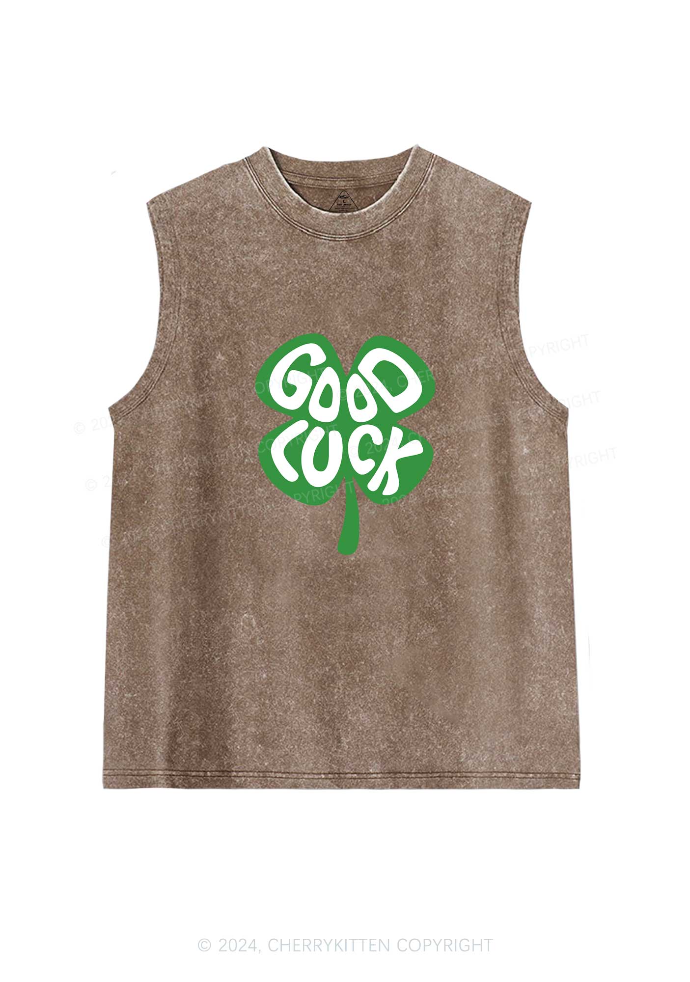 Good Luck St Patricks Y2K Washed Tank Cherrykitten - Image 5