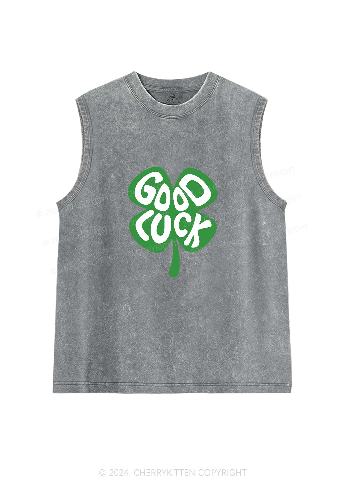 Good Luck St Patricks Y2K Washed Tank Cherrykitten - Image 6