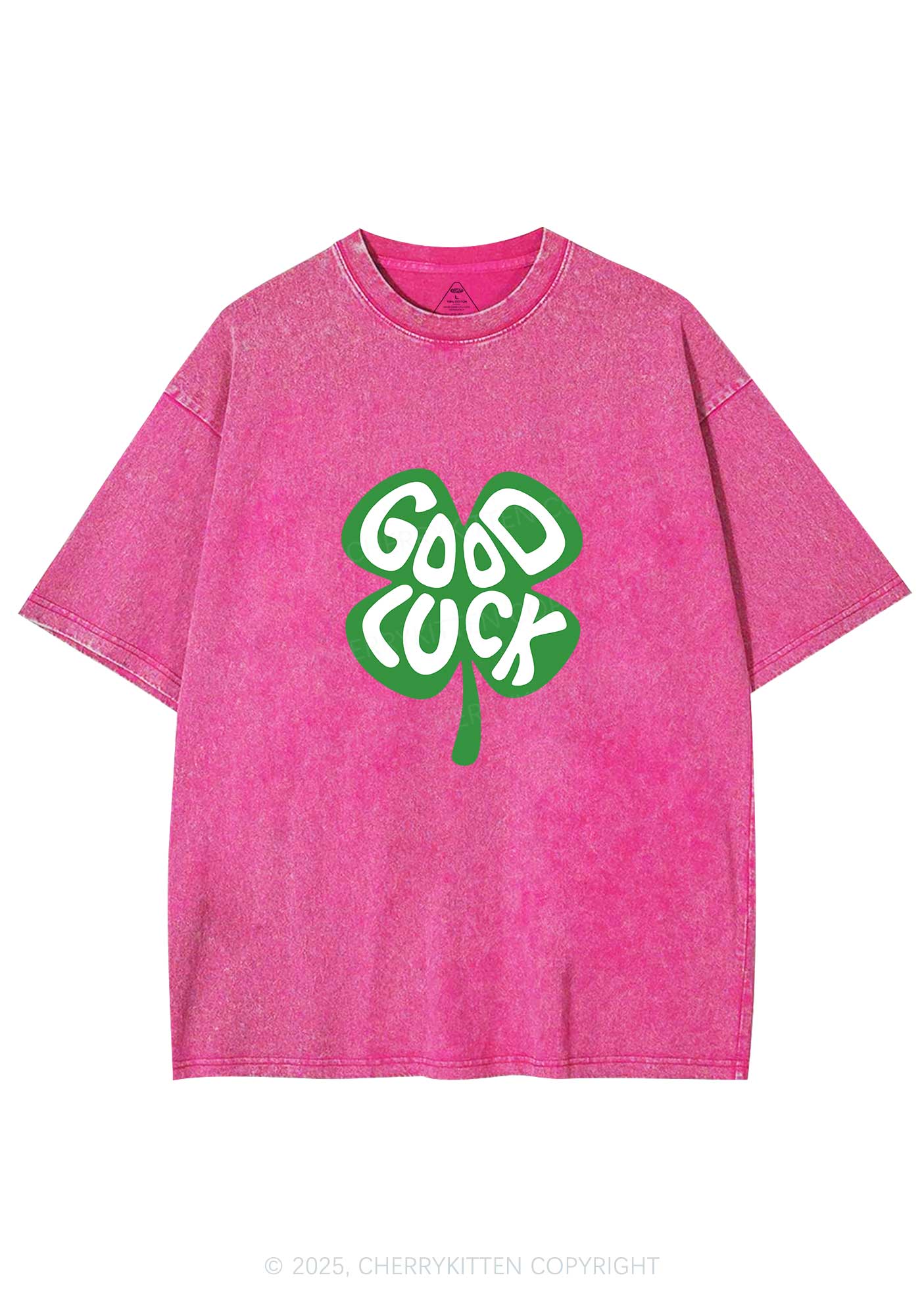 Good Luck St Patricks Y2K Washed Tee Cherrykitten - Image 5