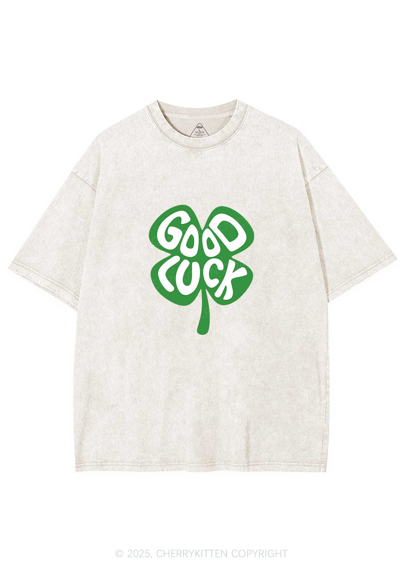 Good Luck St Patricks Y2K Washed Tee Cherrykitten - Image 6