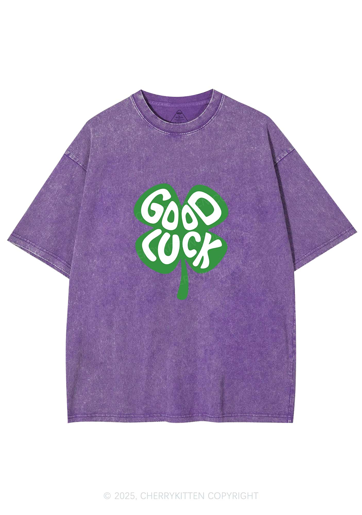 Good Luck St Patricks Y2K Washed Tee Cherrykitten - Image 7