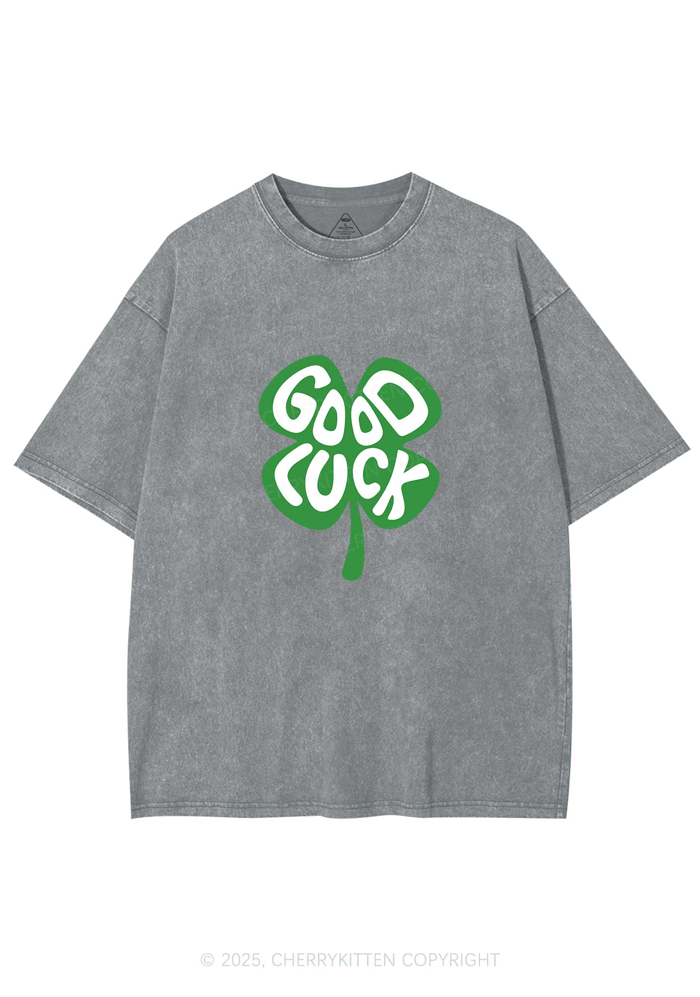 Good Luck St Patricks Y2K Washed Tee Cherrykitten - Image 8
