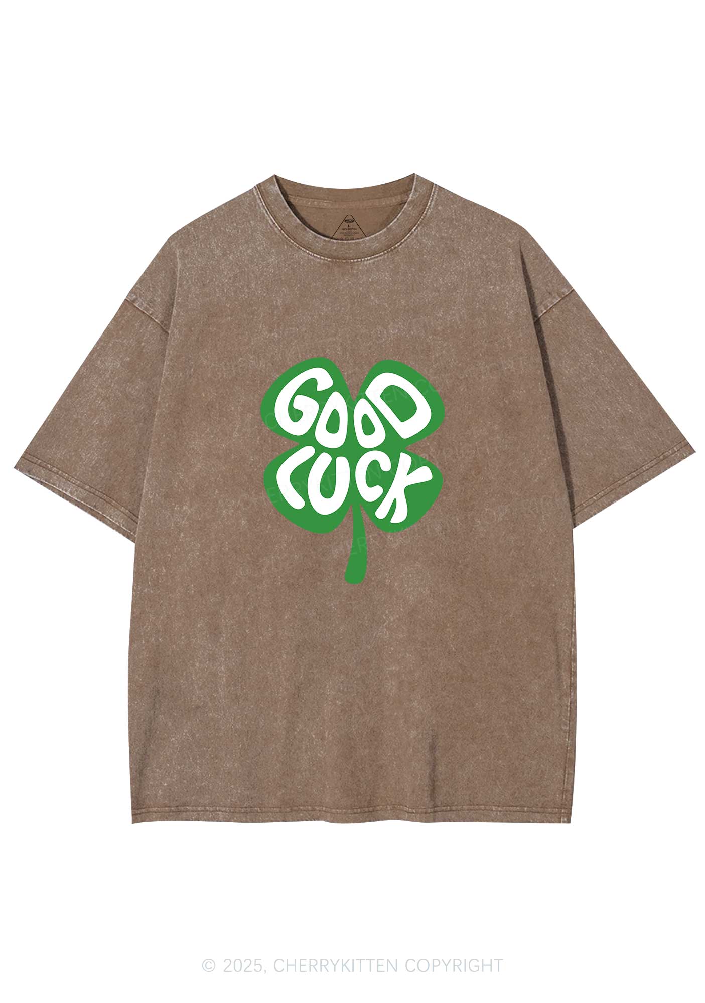 Good Luck St Patricks Y2K Washed Tee Cherrykitten - Image 9