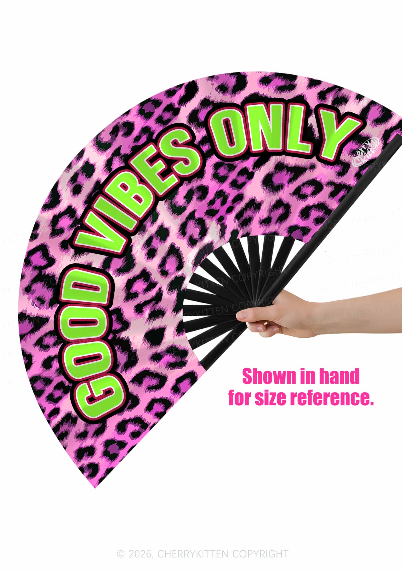 Good Vibes Only Y2K Rave Hand Fan Cherrykitten - Image 3