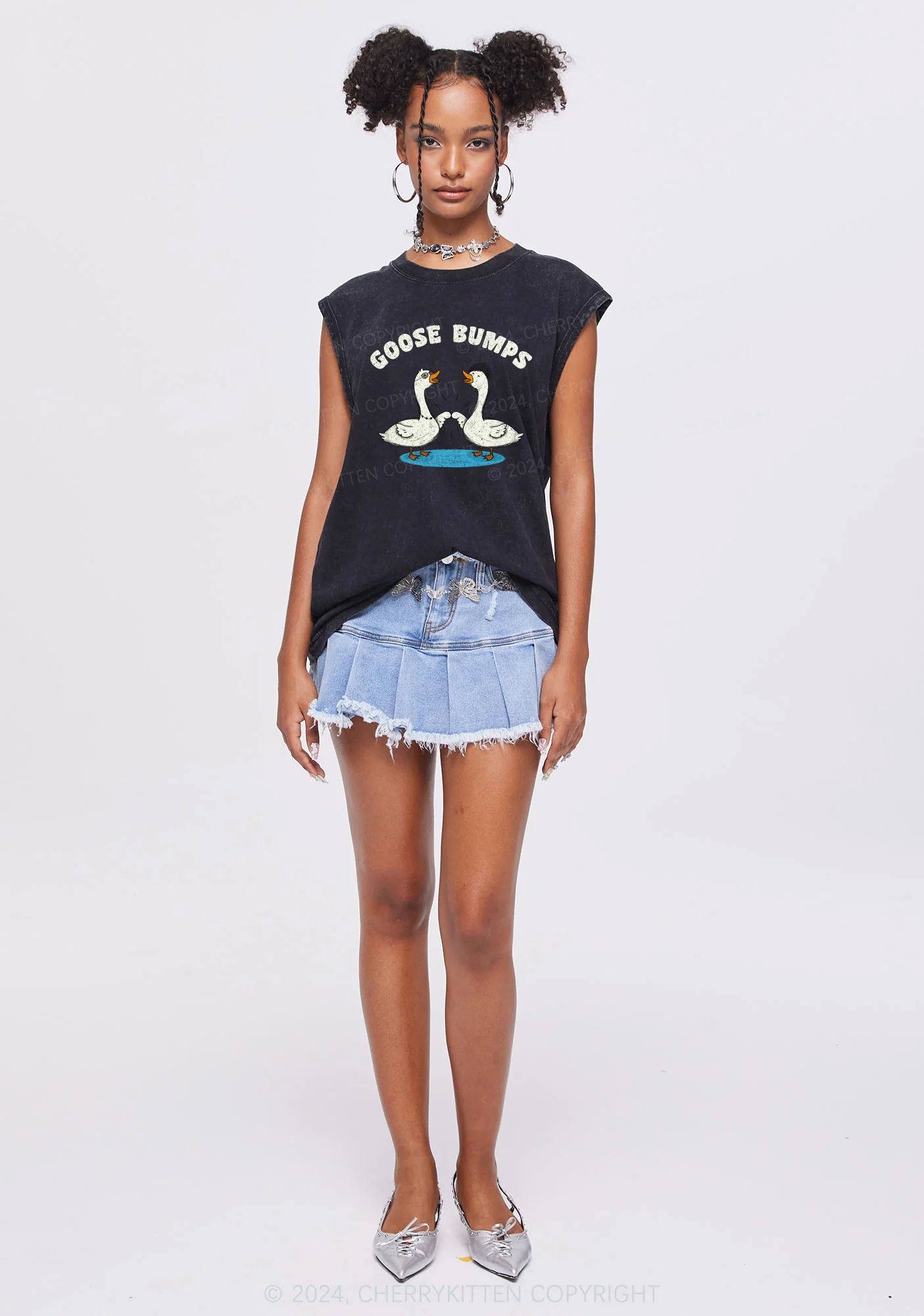 Goosebumps Duck Y2K Washed Tank Cherrykitten - Image 2