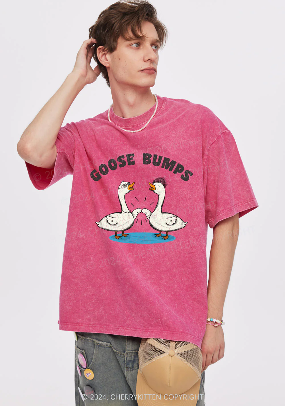 Goosebumps Duck Y2K Washed Tee Cherrykitten - Image 2