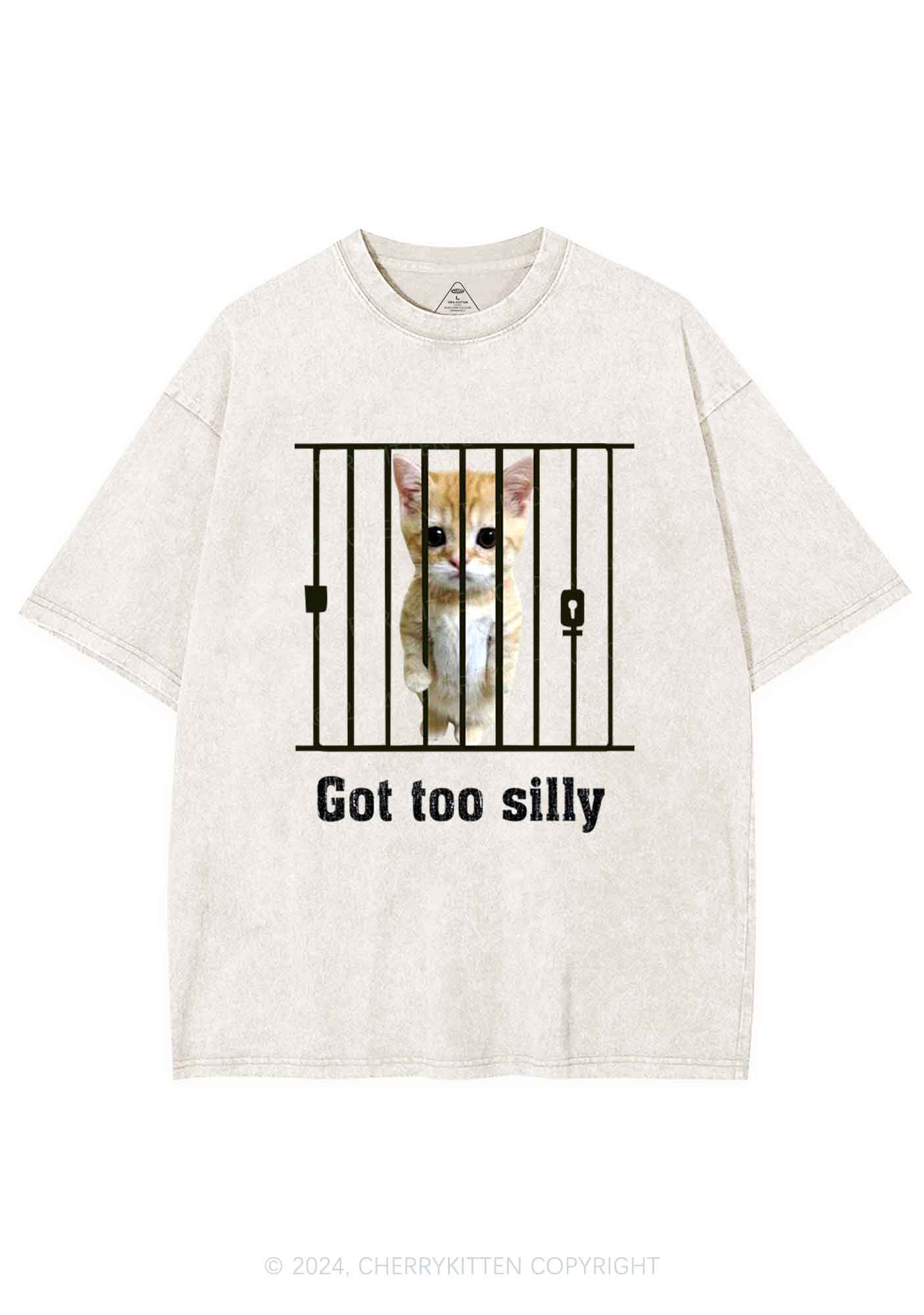 Got Too Silly Cat Y2K Washed Tee Cherrykitten - Image 5