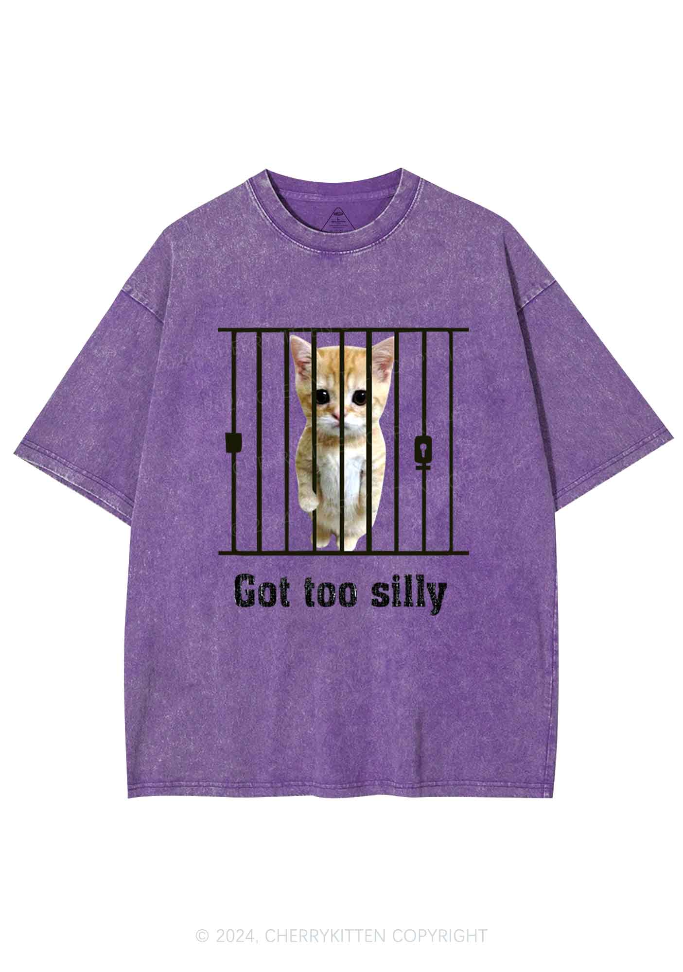 Got Too Silly Cat Y2K Washed Tee Cherrykitten - Image 6