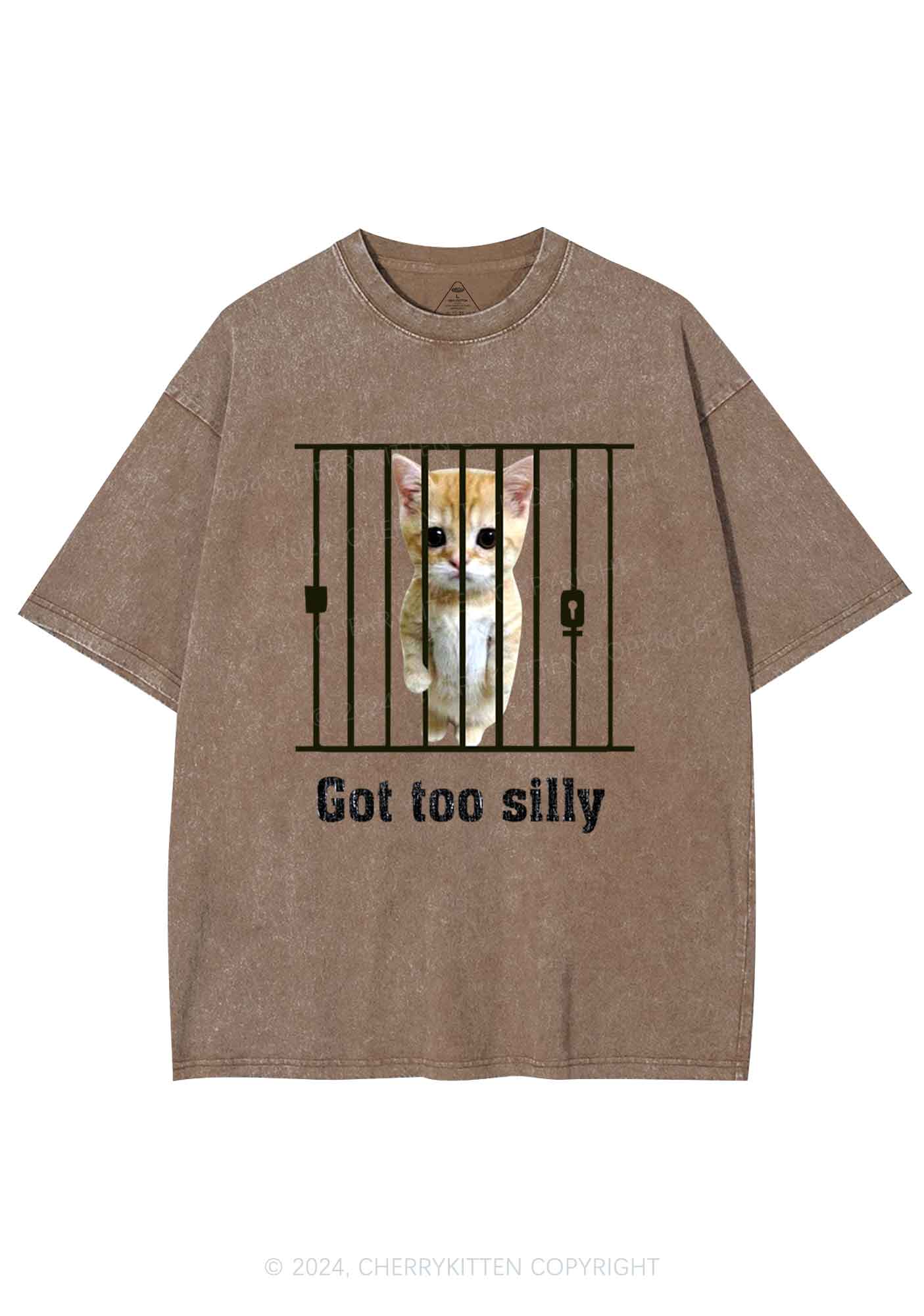 Got Too Silly Cat Y2K Washed Tee Cherrykitten - Image 7