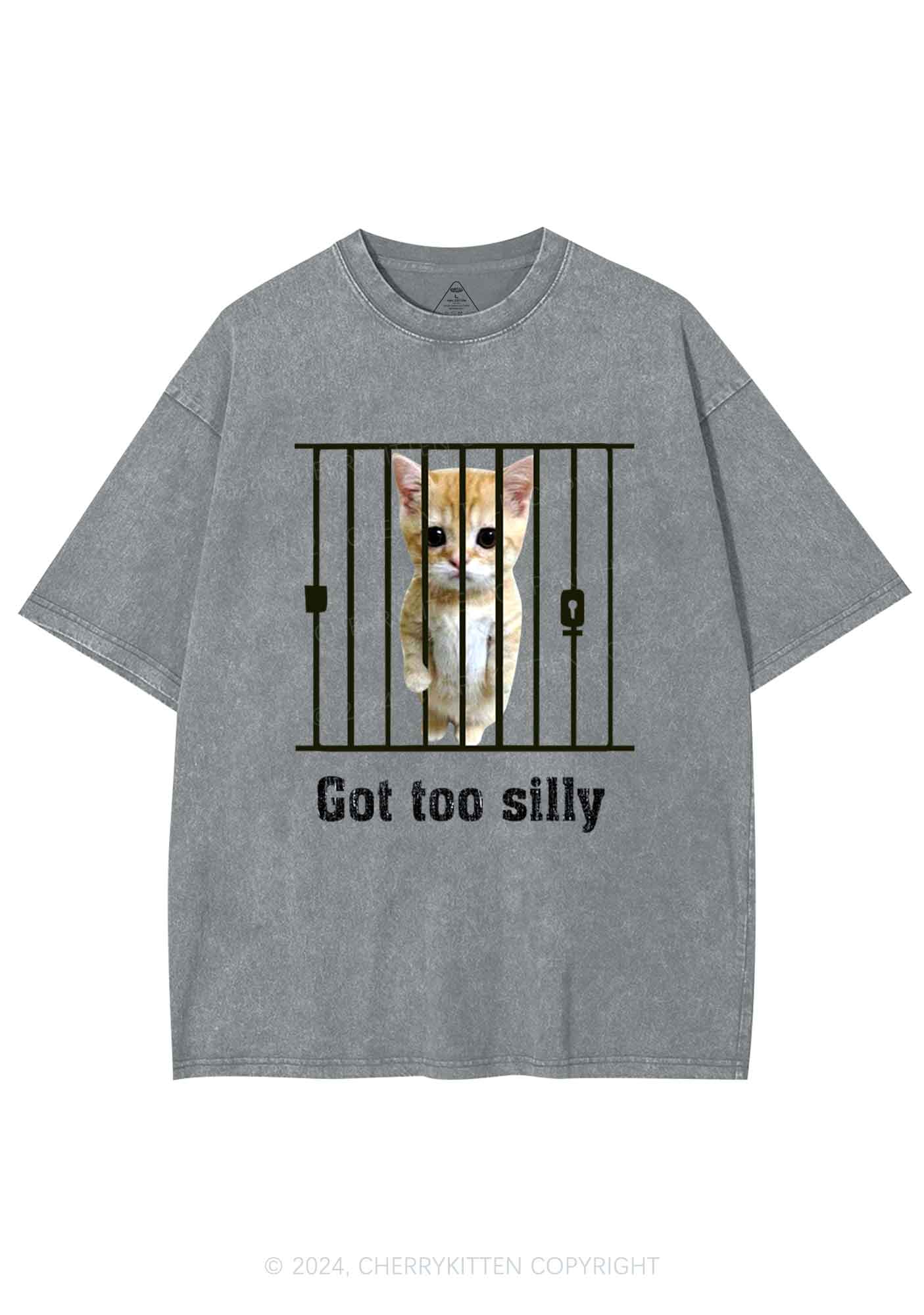 Got Too Silly Cat Y2K Washed Tee Cherrykitten - Image 8