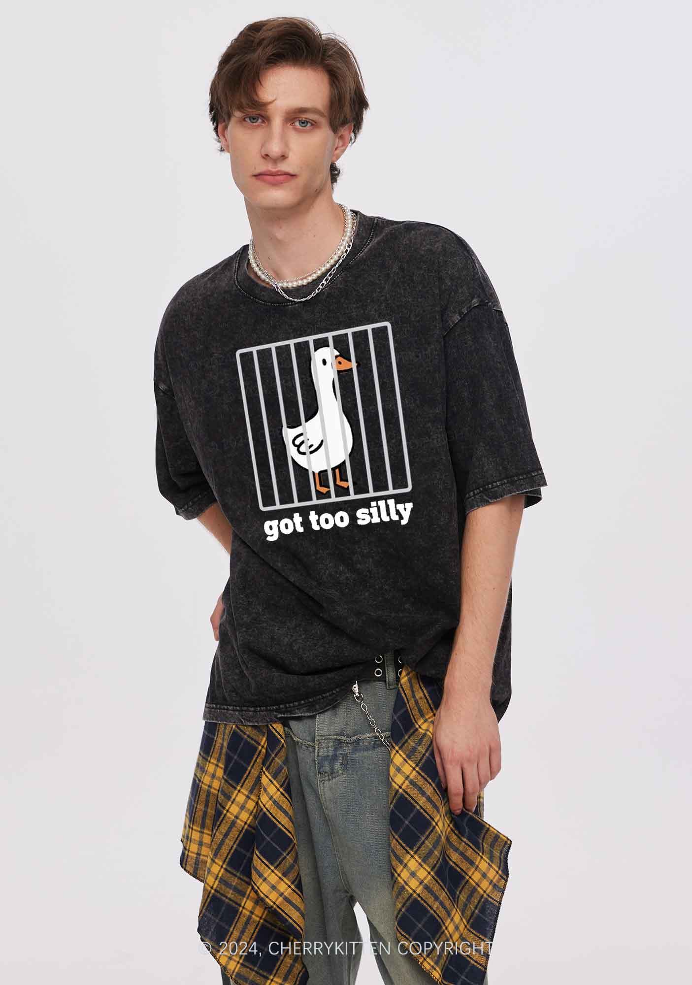 Got Too Silly Goose Y2K Washed Tee Cherrykitten - Image 2
