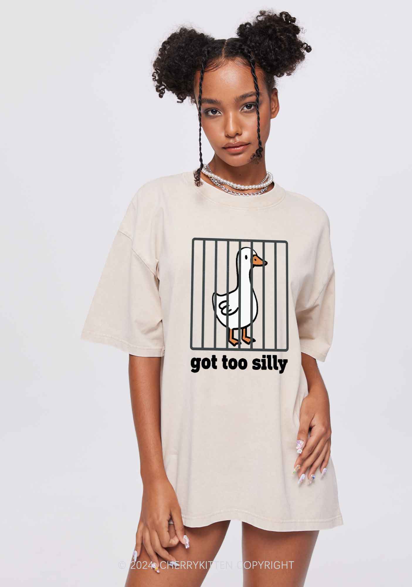 Got Too Silly Goose Y2K Washed Tee Cherrykitten - Image 3