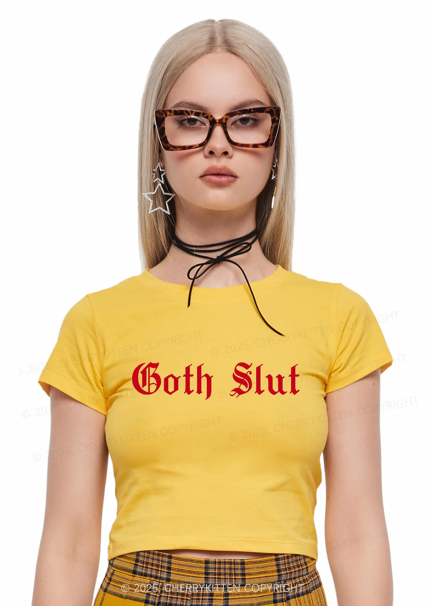 Goth Slxt Y2K Baby Tee Cherrykitten - Image 2