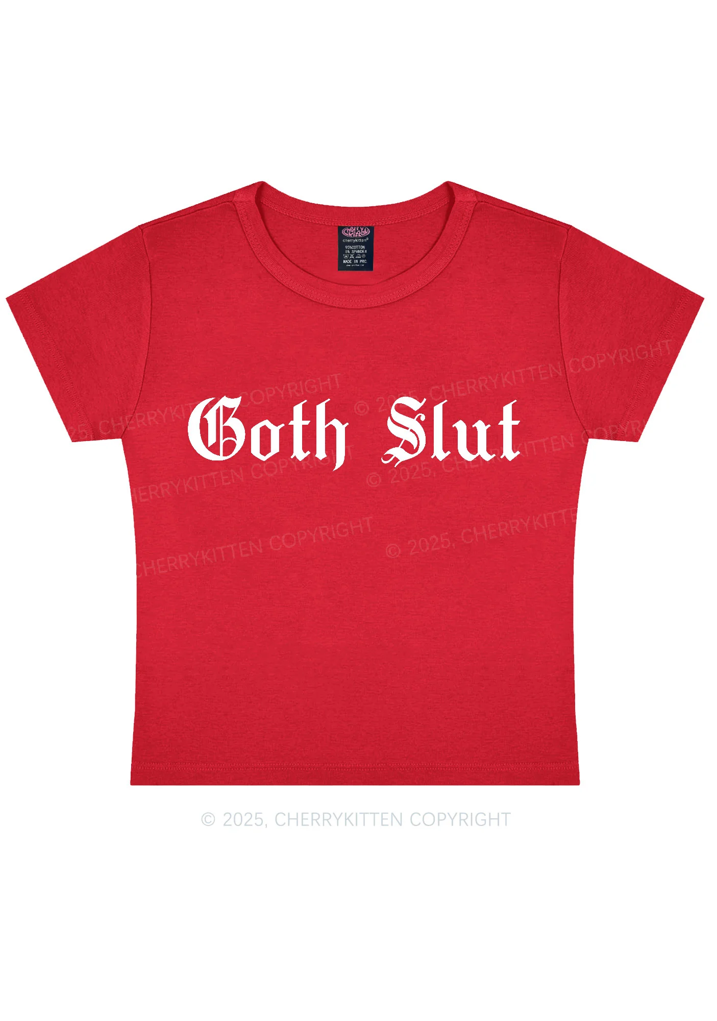 Goth Slxt Y2K Baby Tee Cherrykitten - Image 4