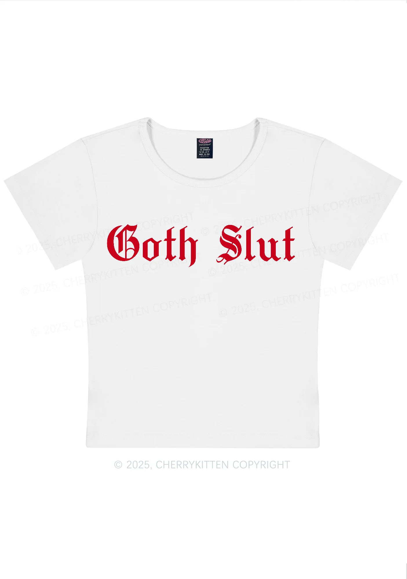 Goth Slxt Y2K Baby Tee Cherrykitten - Image 5