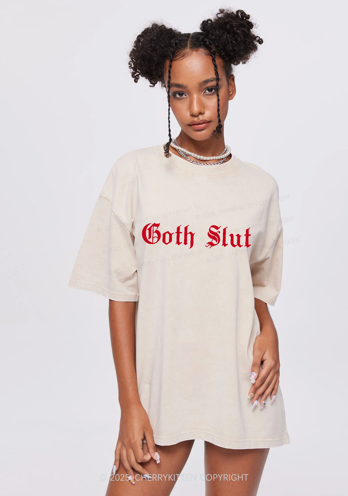 Goth Slxt Y2K Washed Tee Cherrykitten - Image 2