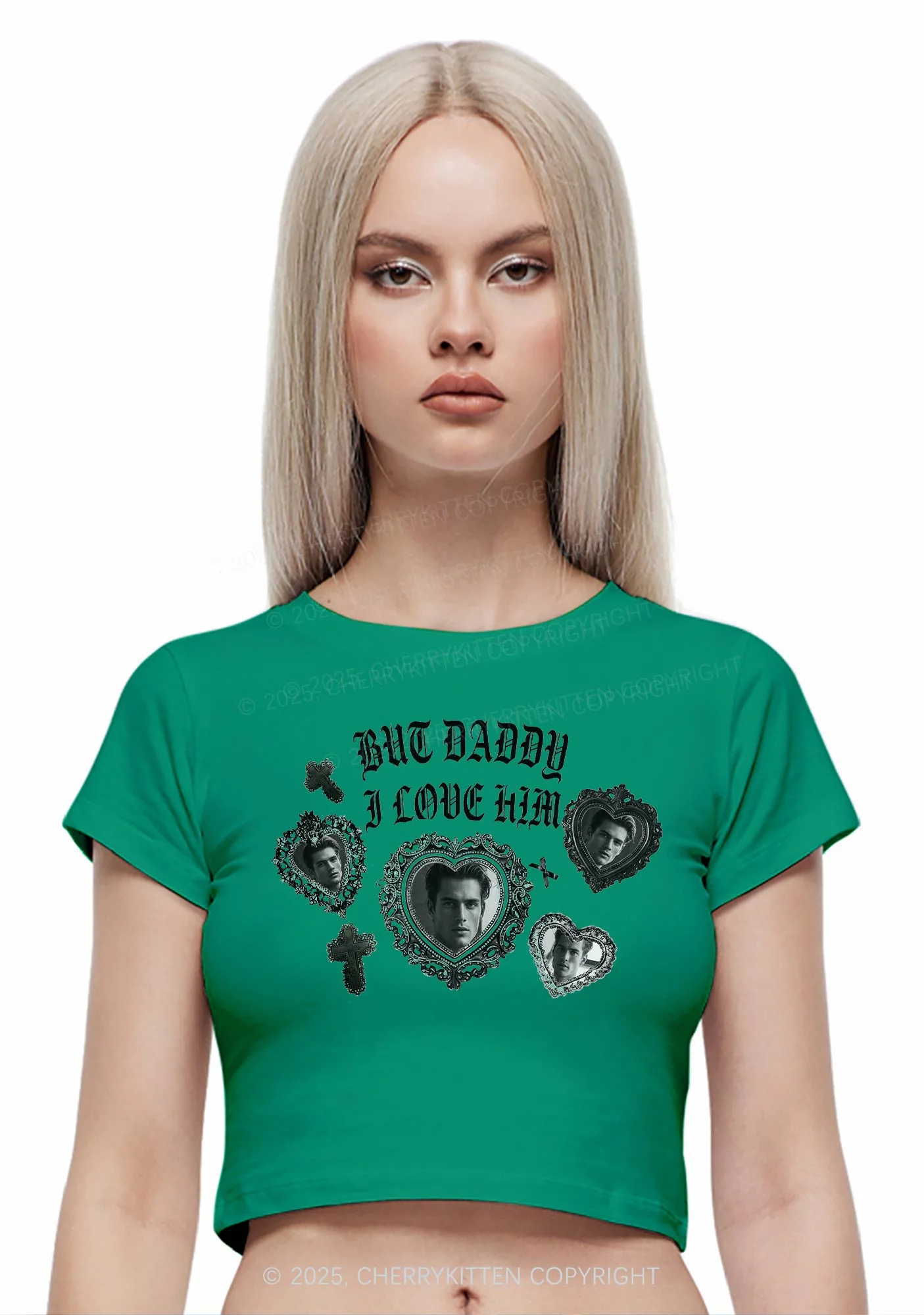 Gothic But Daddy I Love Him Y2K Baby Tee Cherrykitten - Image 2