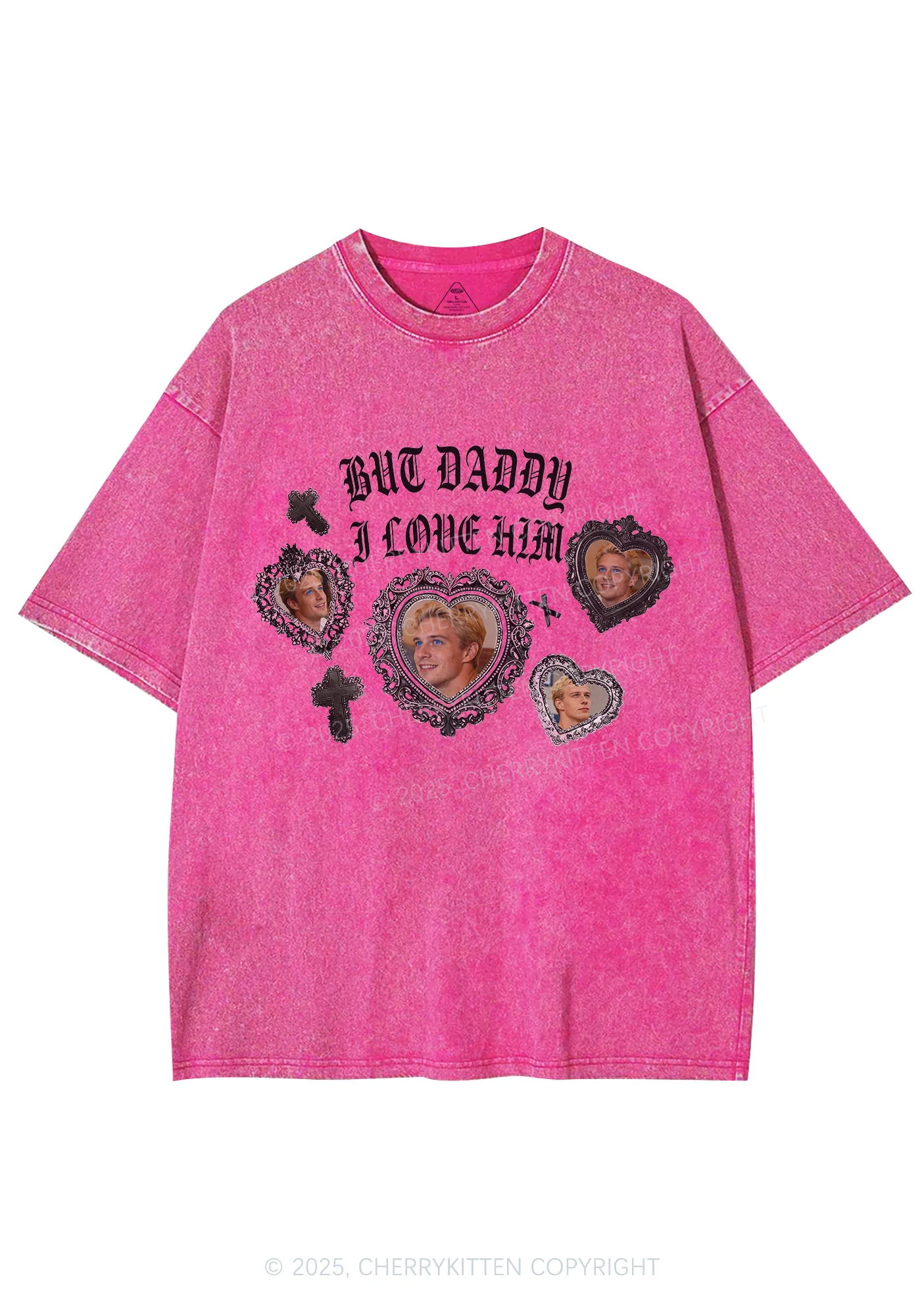 Gothic But Daddy I Love Him Y2K Shirts Washed Tee Cherrykitten - Image 4