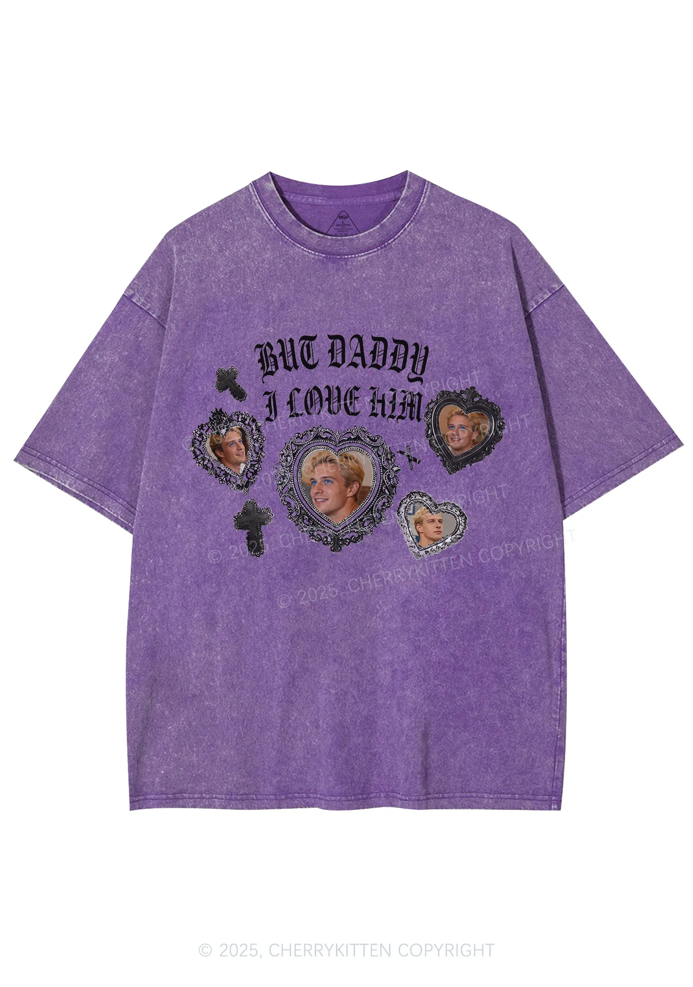 Gothic But Daddy I Love Him Y2K Shirts Washed Tee Cherrykitten - Image 5