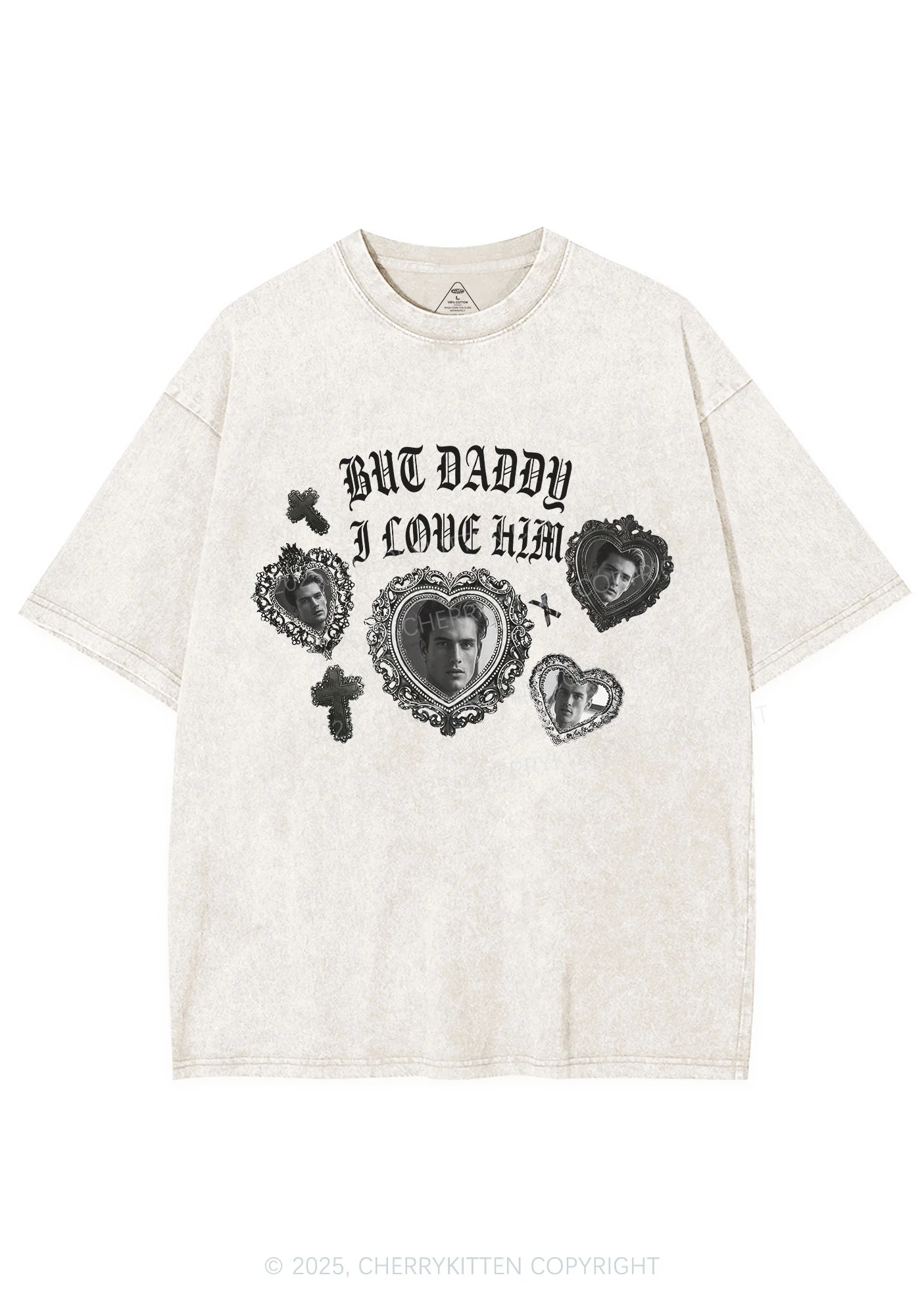 Gothic But Daddy I Love Him Y2K Shirts Washed Tee Cherrykitten - Image 6