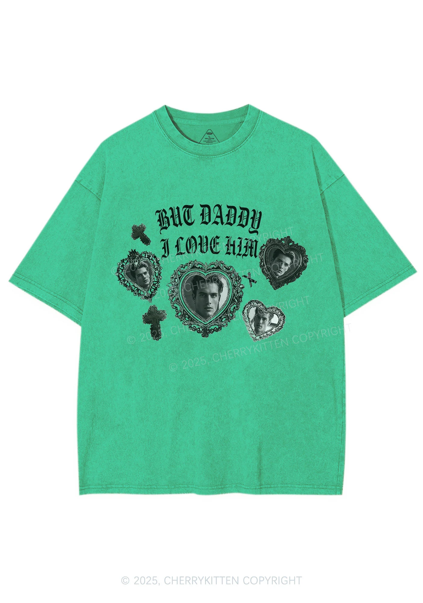 Gothic But Daddy I Love Him Y2K Shirts Washed Tee Cherrykitten - Image 7