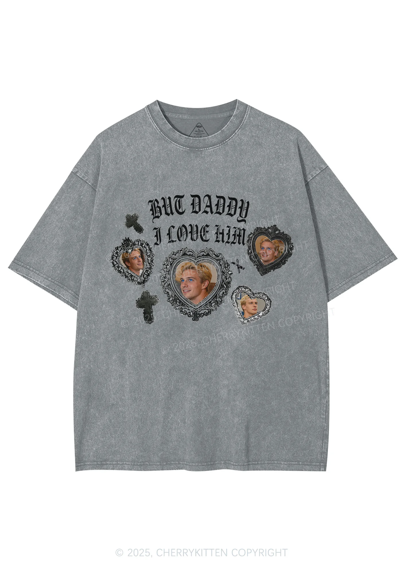 Gothic But Daddy I Love Him Y2K Shirts Washed Tee Cherrykitten - Image 8