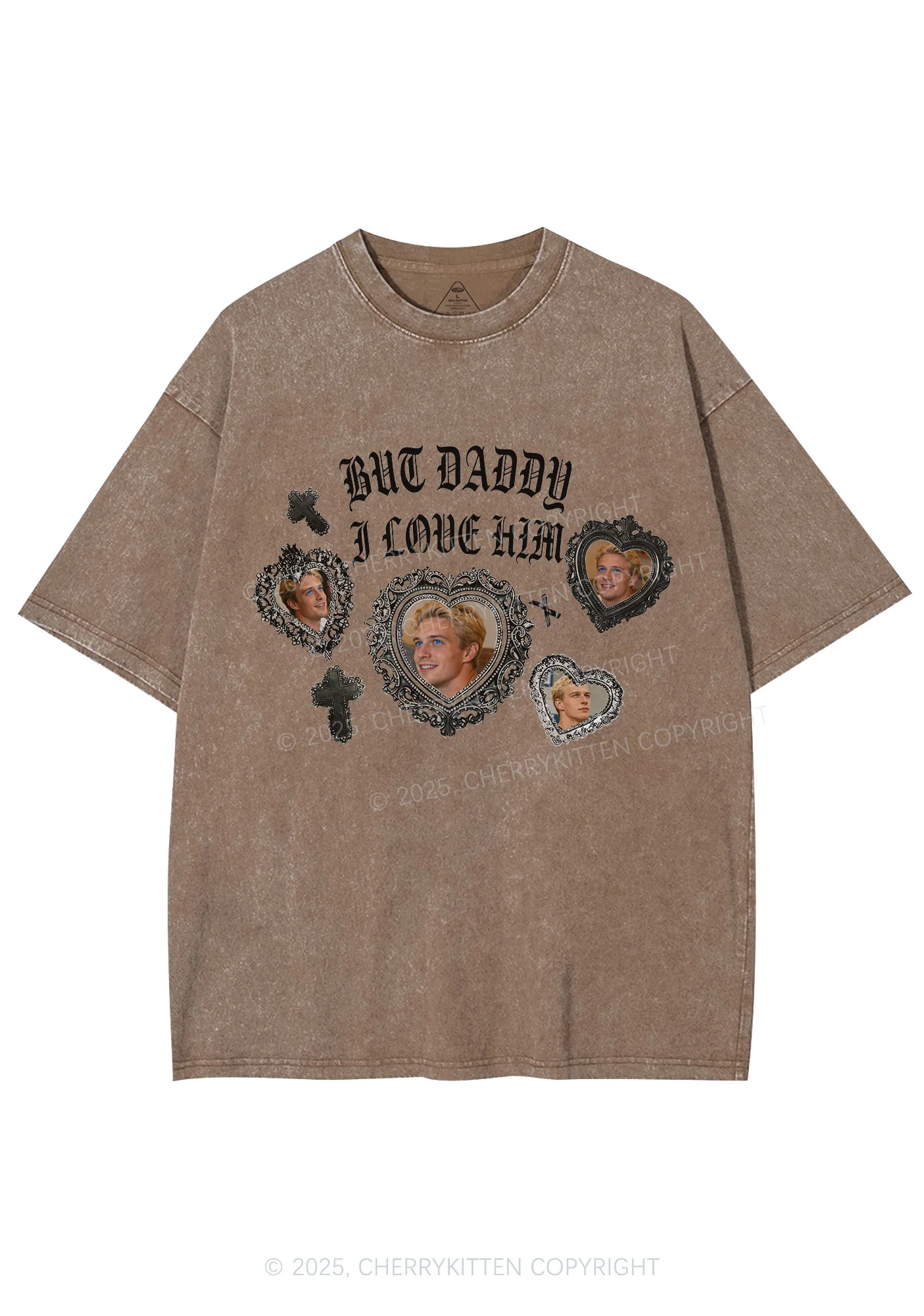 Gothic But Daddy I Love Him Y2K Shirts Washed Tee Cherrykitten - Image 9