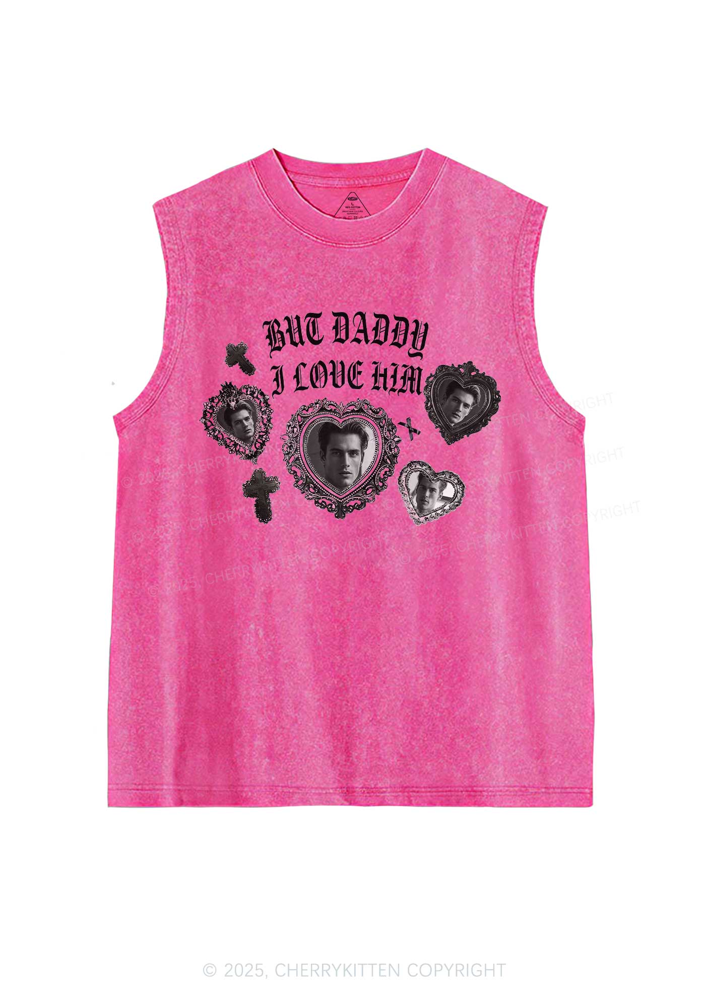Gothic But Daddy I Love Him Y2K Washed Muscle Tank Cherrykitten - Image 4