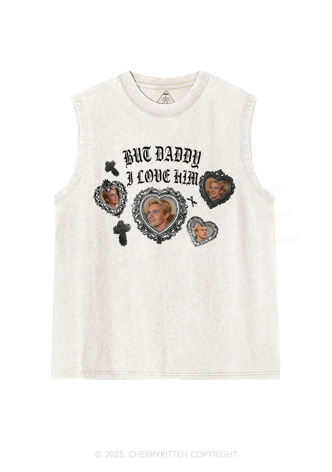 Gothic But Daddy I Love Him Y2K Washed Muscle Tank Cherrykitten - Image 5