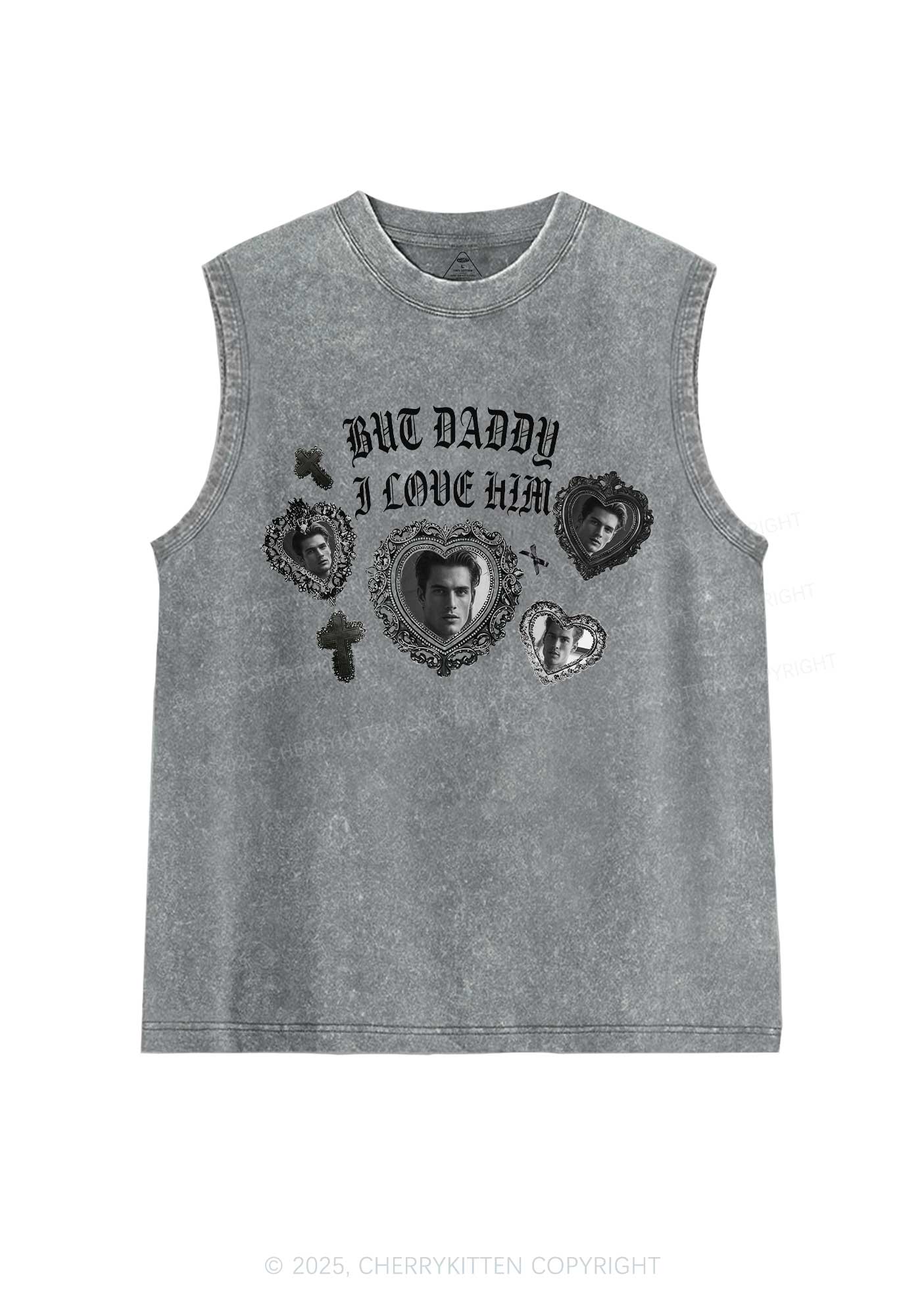 Gothic But Daddy I Love Him Y2K Washed Muscle Tank Cherrykitten - Image 6