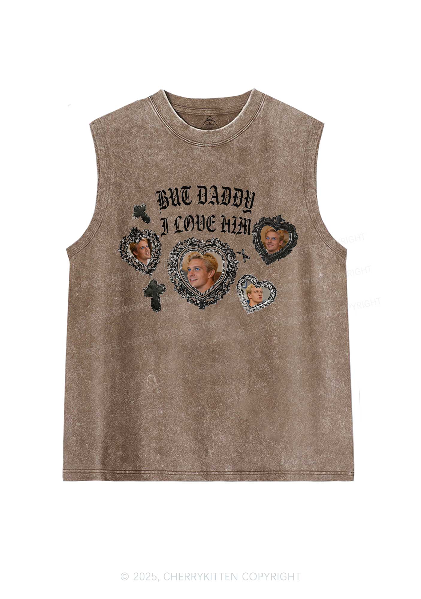 Gothic But Daddy I Love Him Y2K Washed Muscle Tank Cherrykitten - Image 7