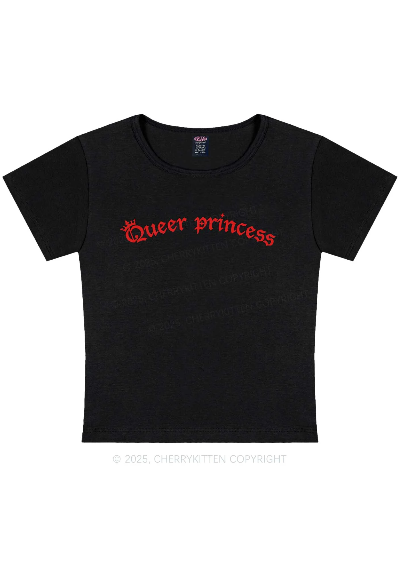 Gothic Queer Princess Pride Y2K Baby Tee Cherrykitten - Image 4
