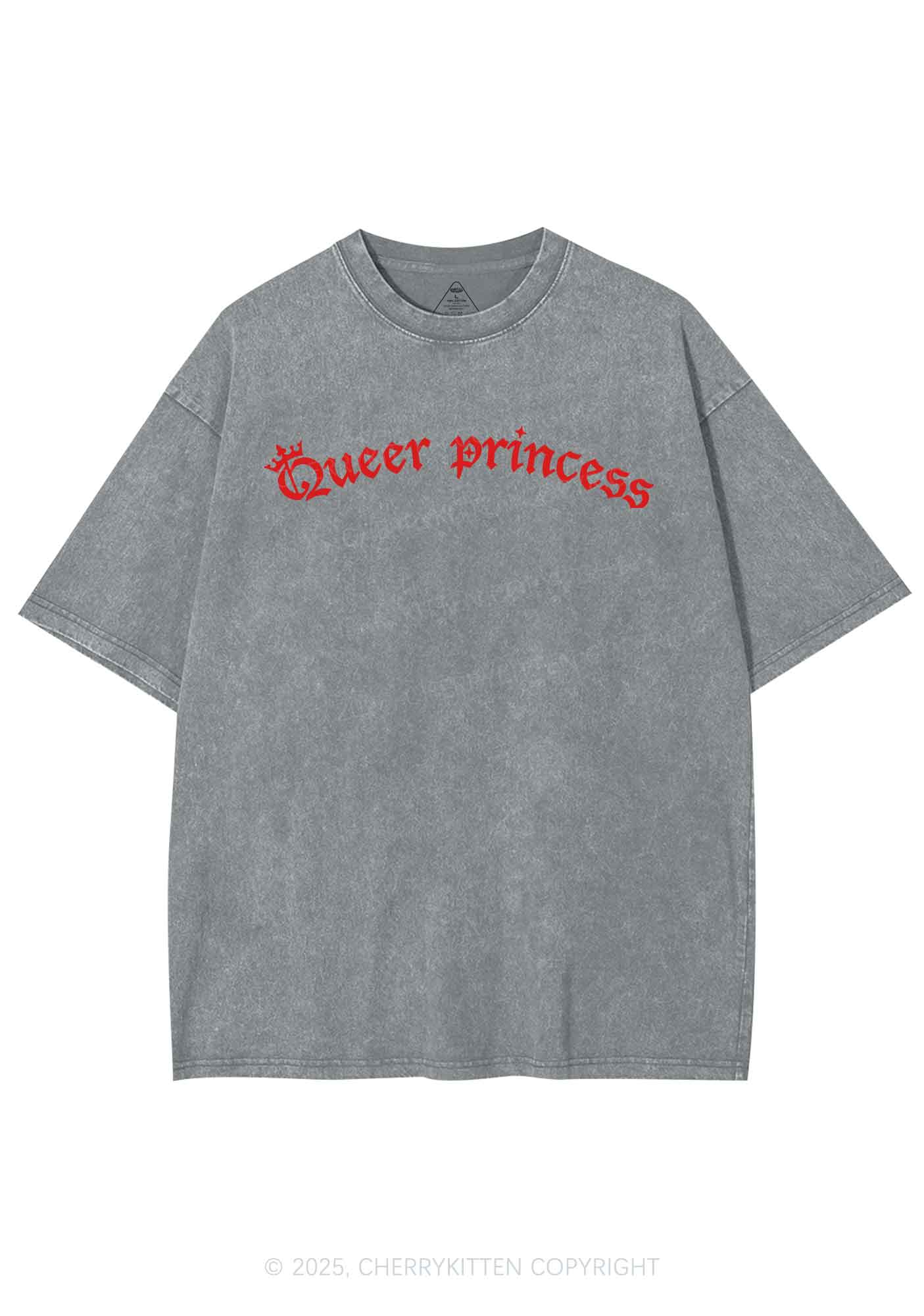 Gothic Queer Princess Pride Y2K Shirts Washed Tee Cherrykitten - Image 6