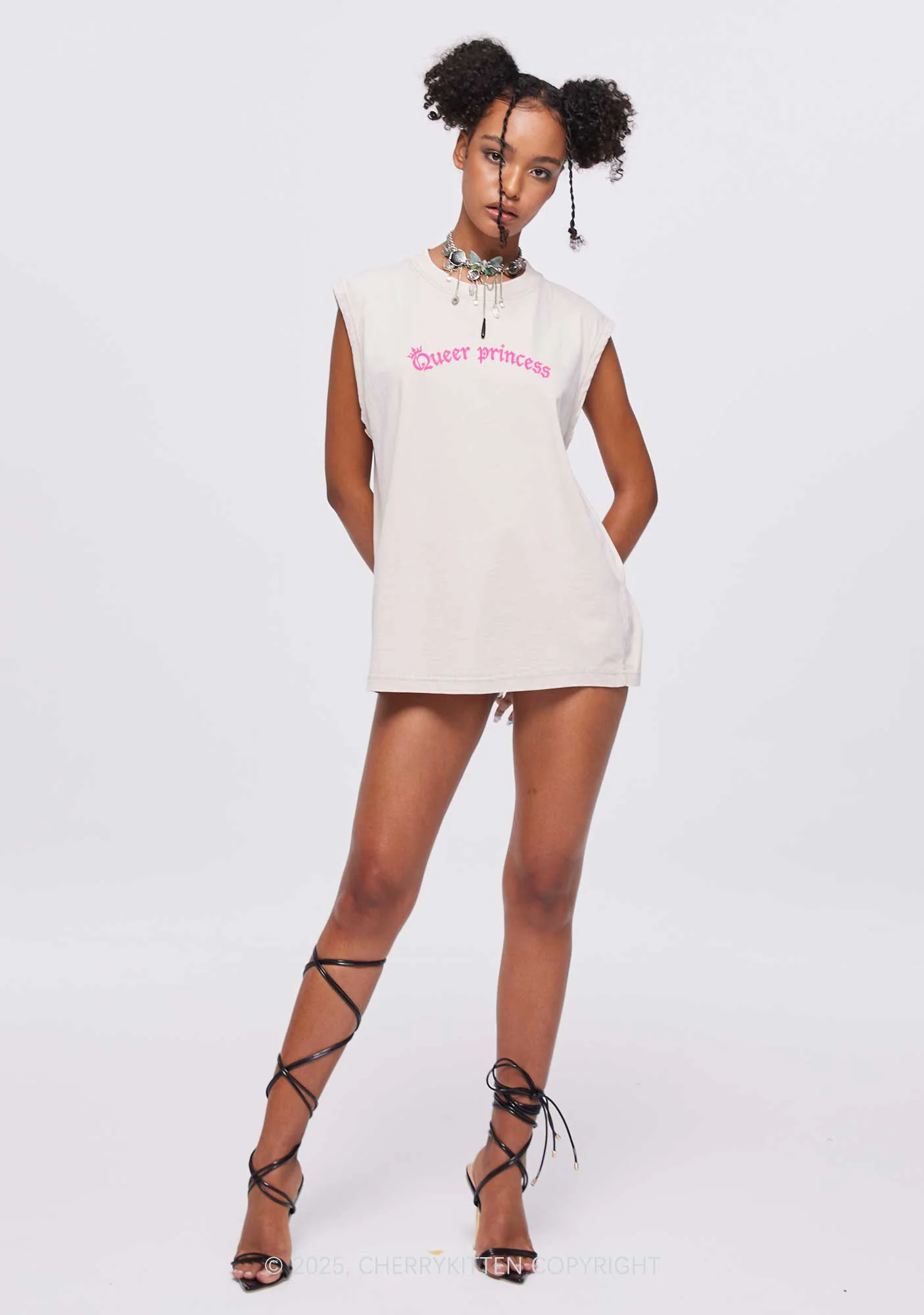 Gothic Queer Princess Pride Y2K Washed Muscle Tank Cherrykitten - Image 2