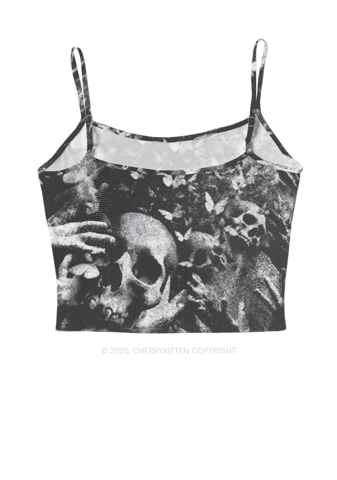Halloween Gothic Skull Y2K Mesh Cami Tank Cherrykitten - Image 3
