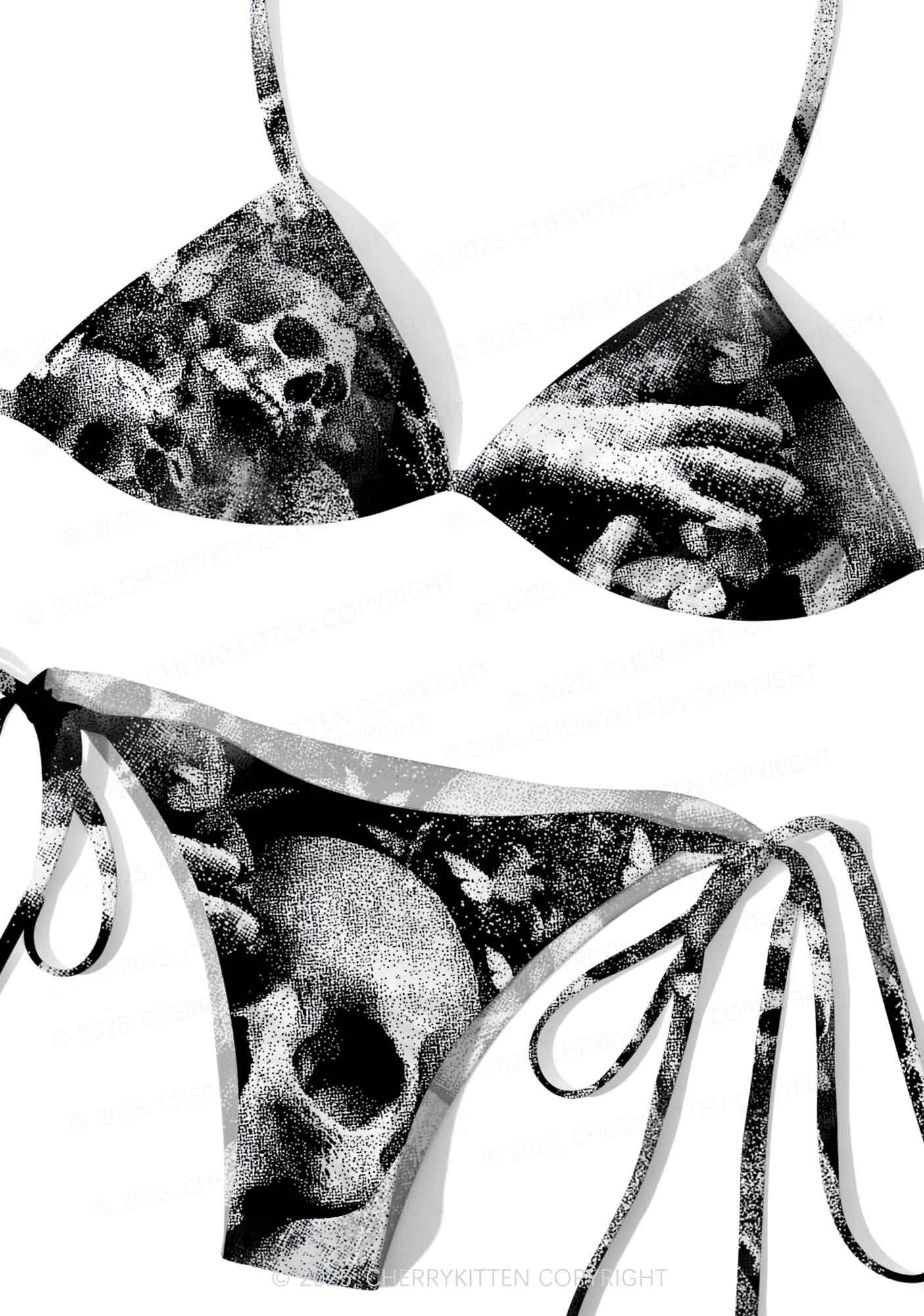Halloween Gothic Skull Y2K Print Bikini Set Cherrykitten - Image 3