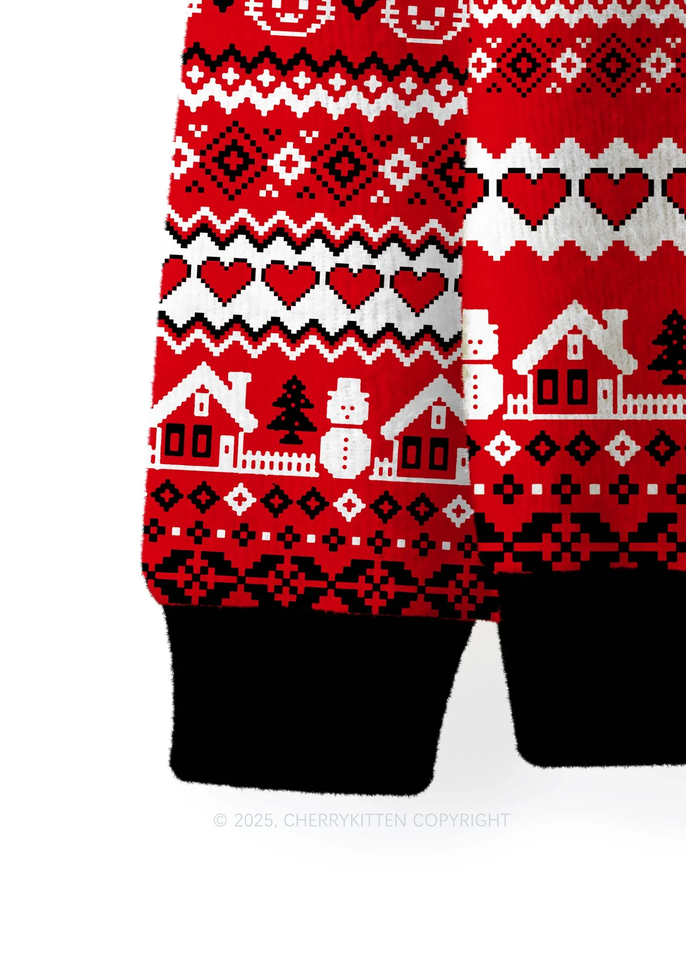 Great Mental Health Puxxy Y2K Christmas Knit Sweatshirt Cherrykitten - Image 3