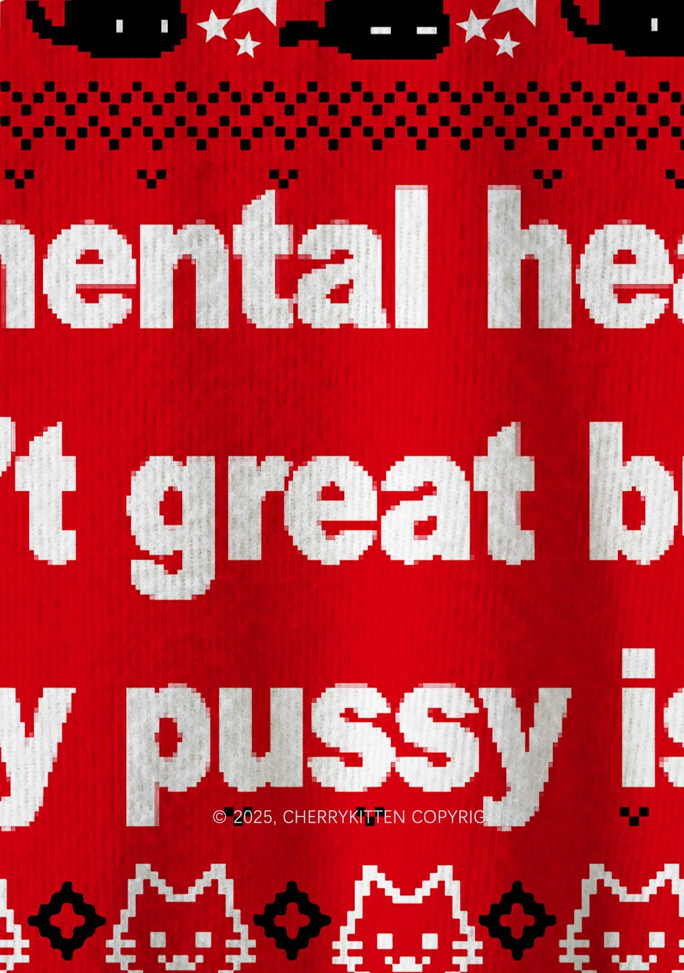Great Mental Health Puxxy Y2K Christmas Knit Sweatshirt Cherrykitten - Image 5